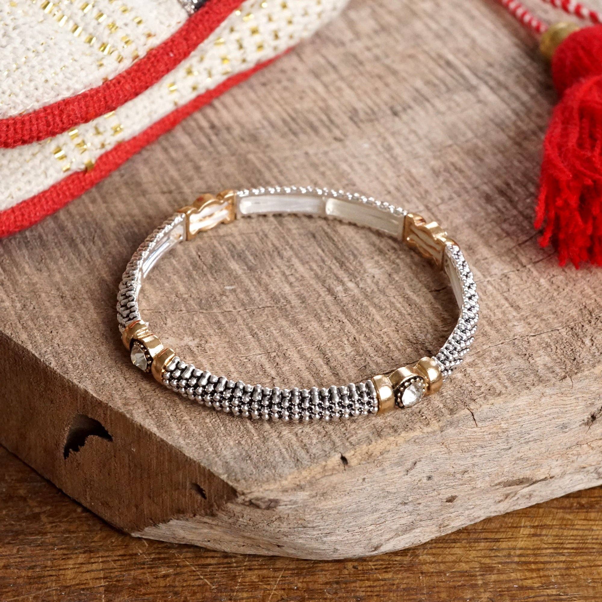 Timeless Layering Textured Bangles:Criss Cross - Silver