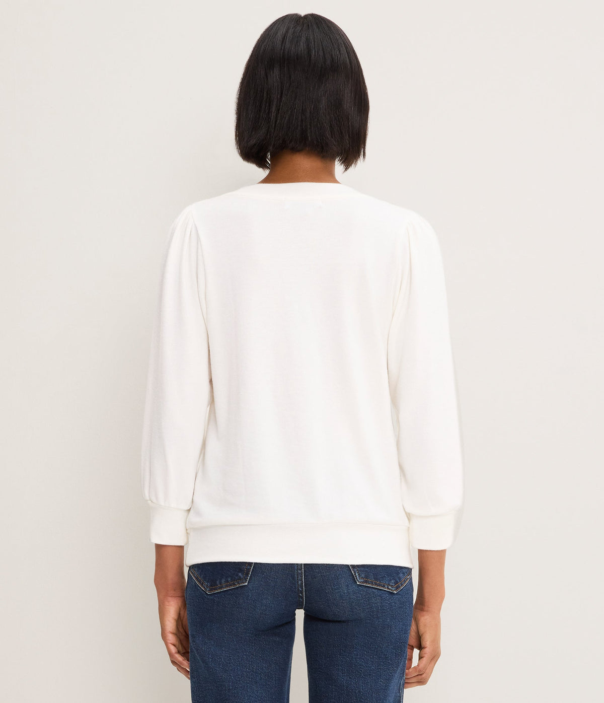 Michael Stars Gabriella V-Neck Top in Coconut Milk - back