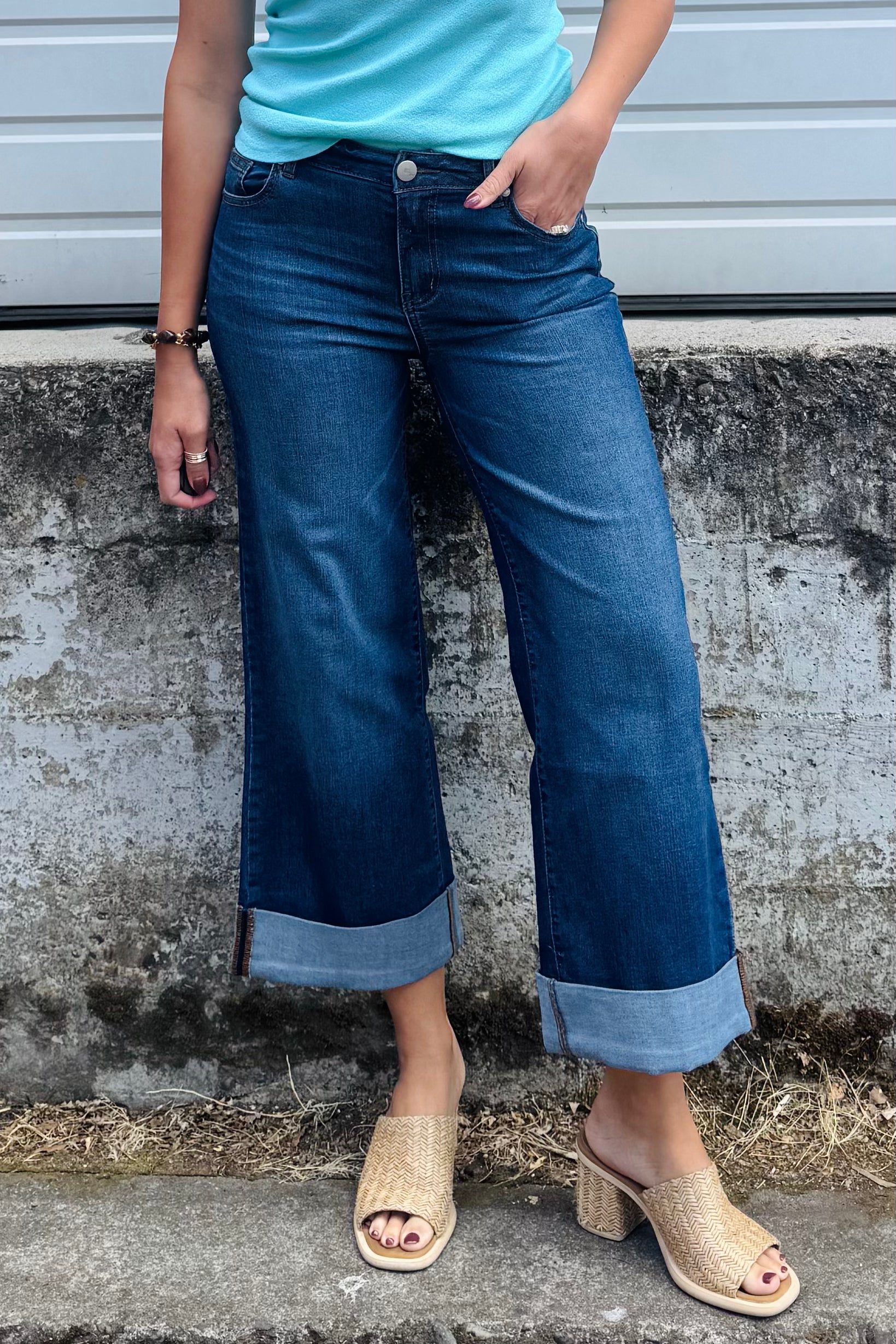 32.5'' Roll Cuff Wide Leg Denim