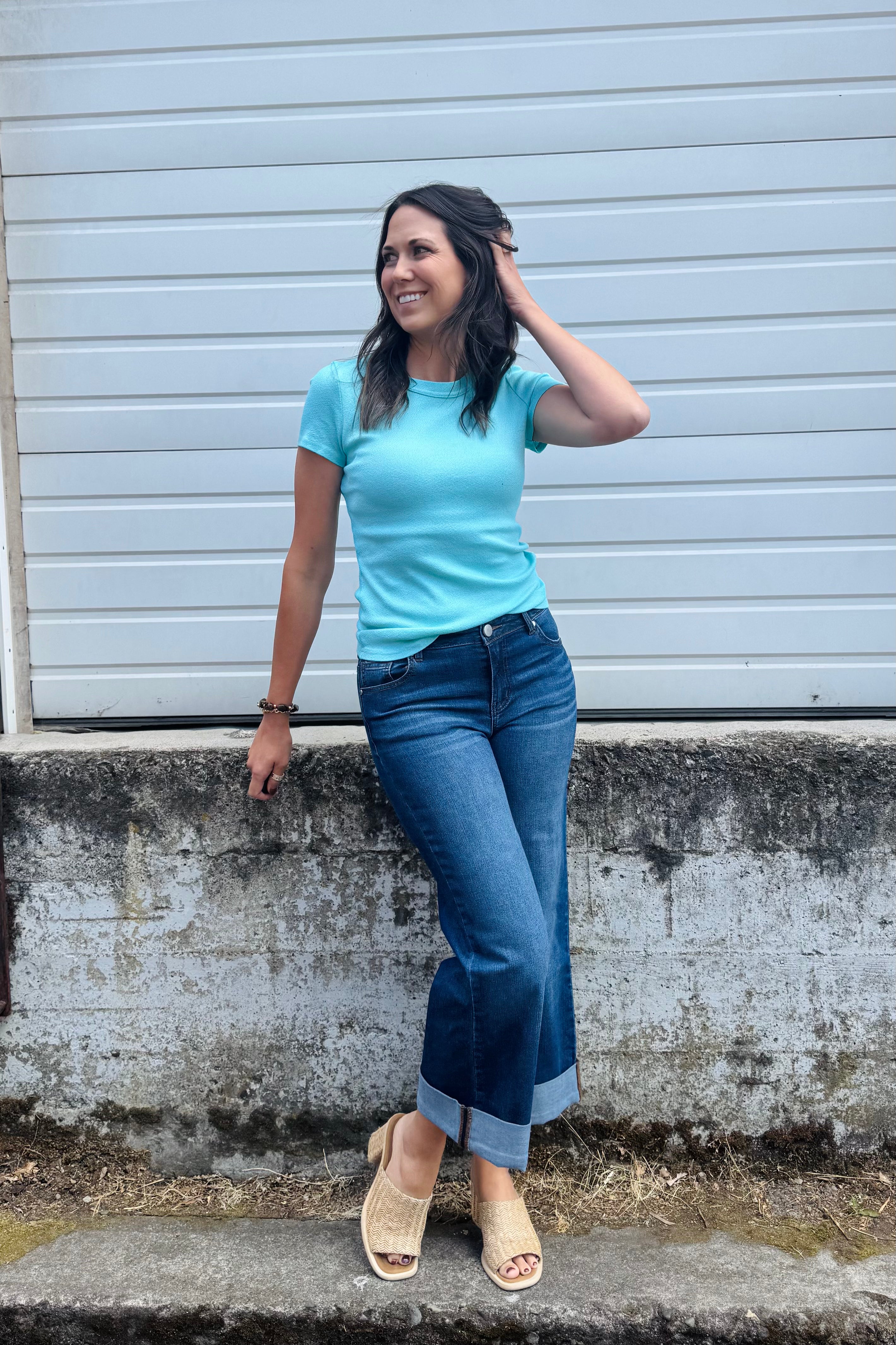 32.5'' Roll Cuff Wide Leg Denim