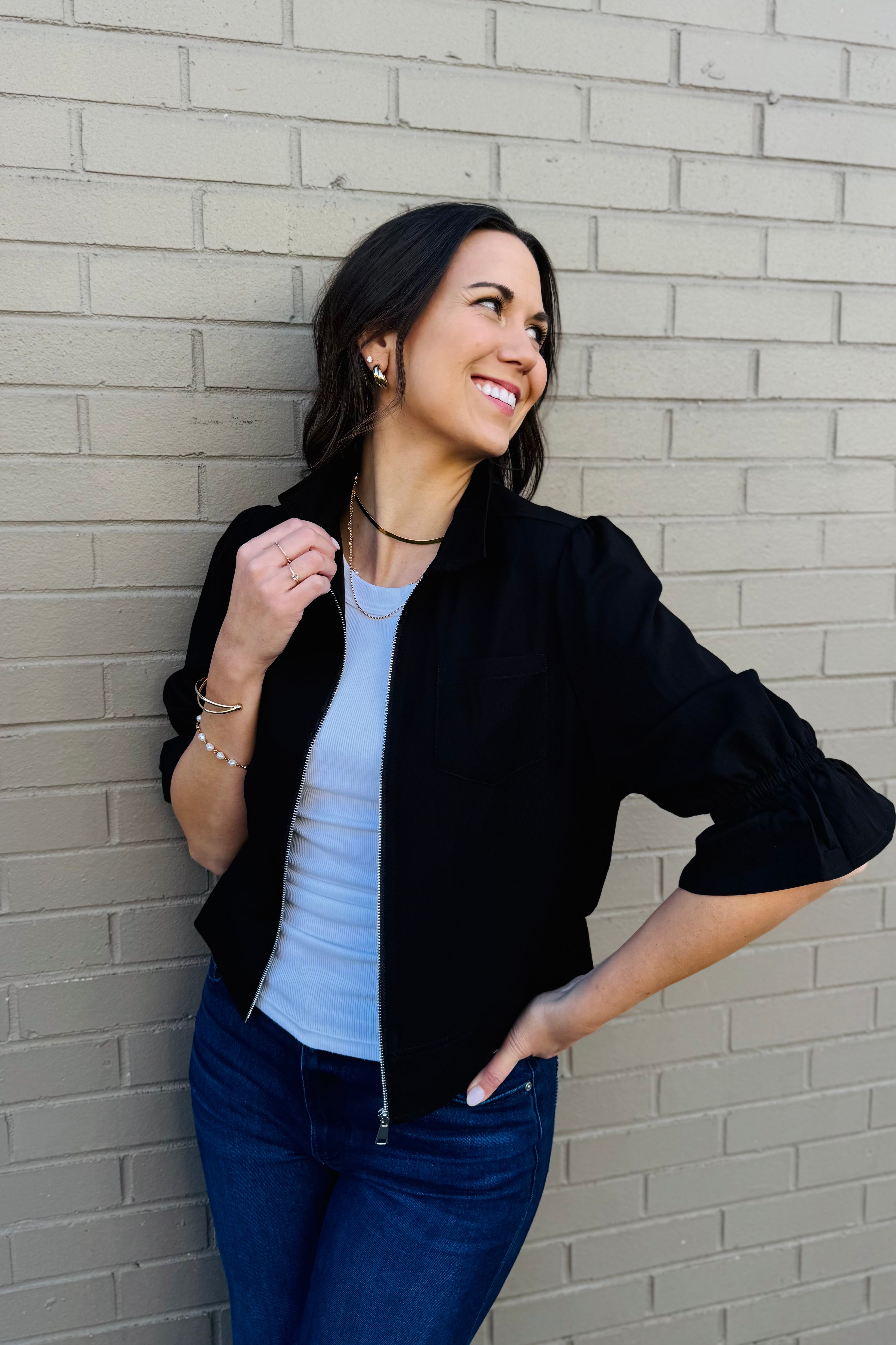 3/4 Sleeve Zip Jacket