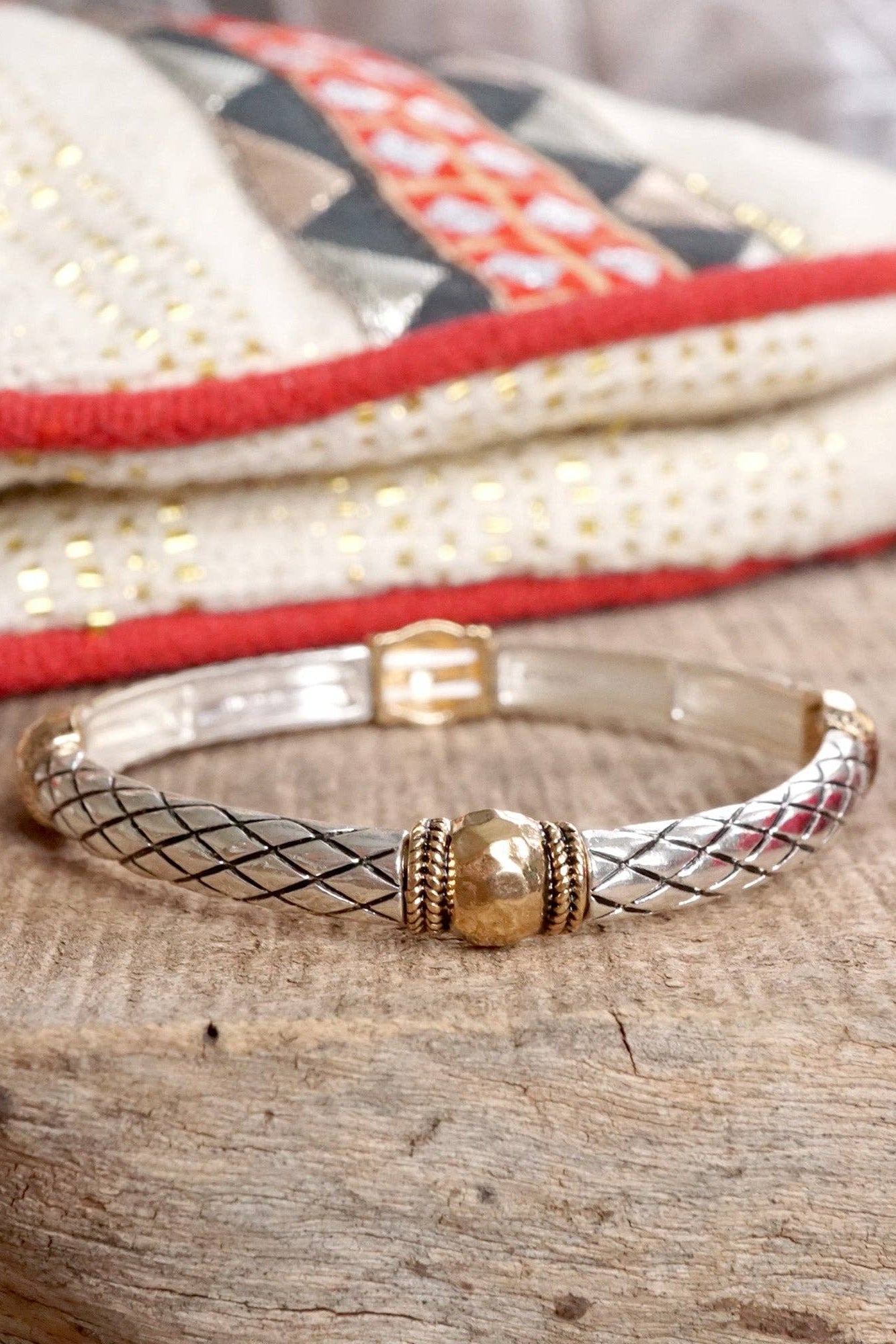 Timeless Layering Textured Bangles: Criss Cross - Two Tone