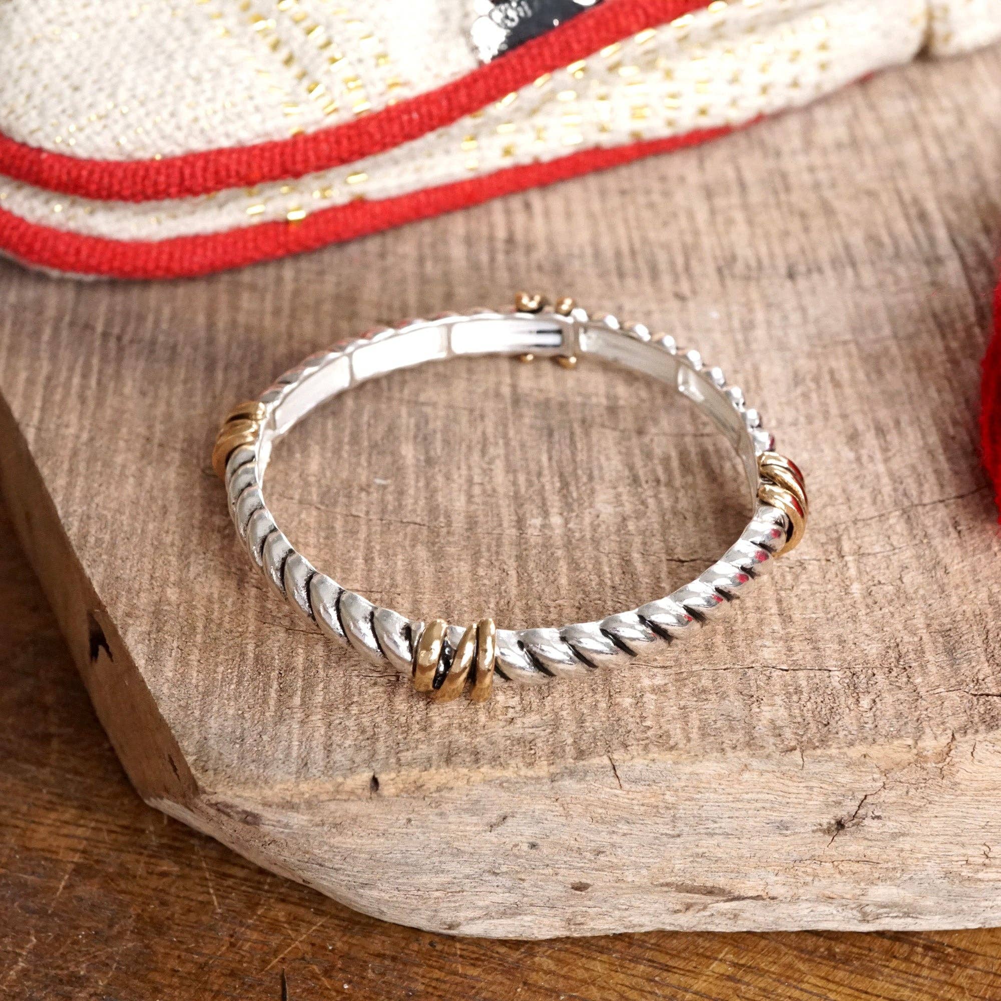 Timeless Layering Textured Bangles:Criss Cross - Silver
