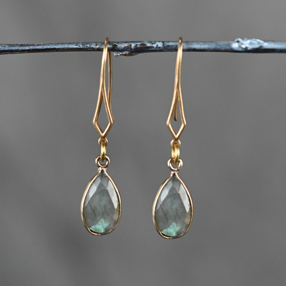Diamond Hook Dangle Earrings: Amethyst | KBD Studio - view 5