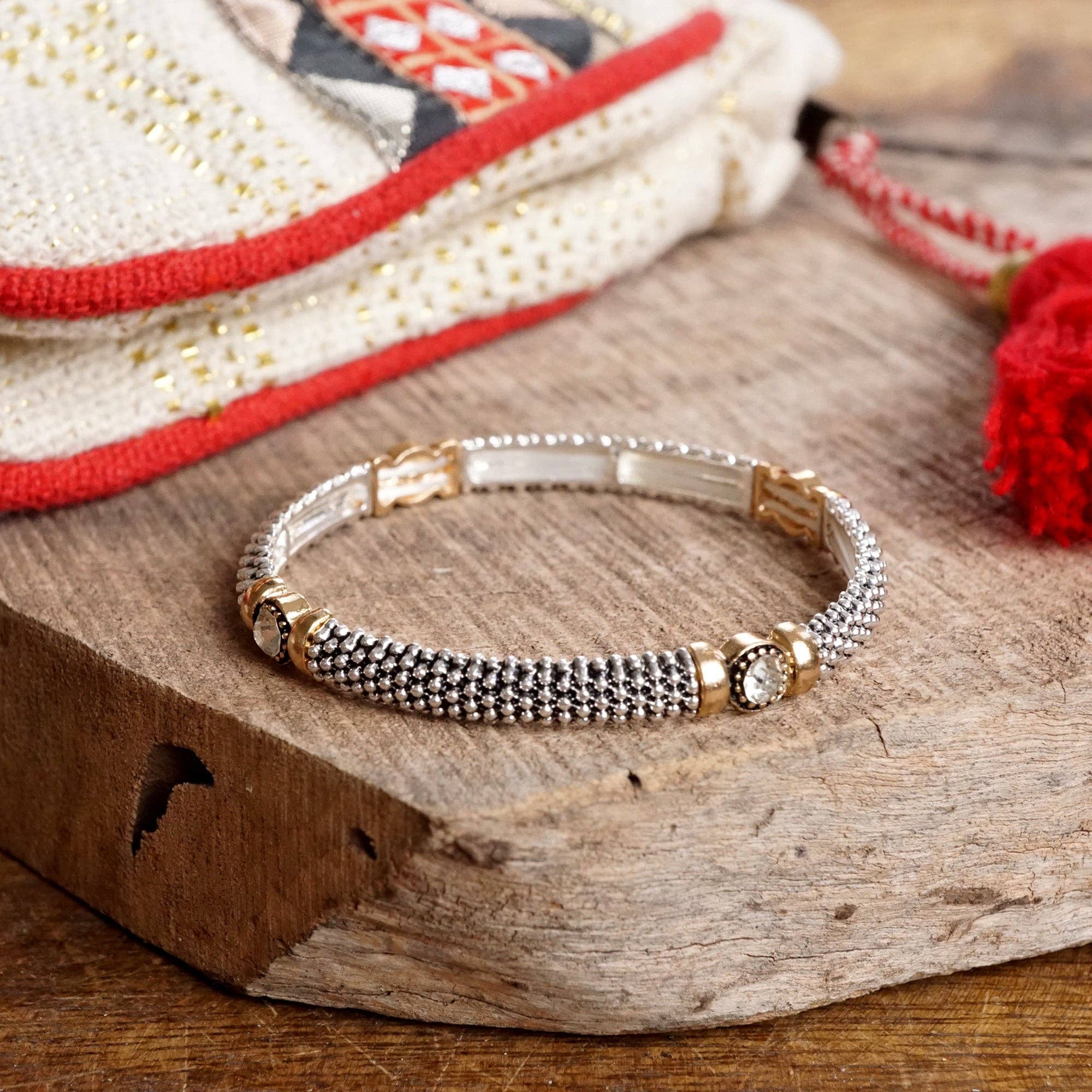 Timeless Layering Textured Bangles:Criss Cross - Silver