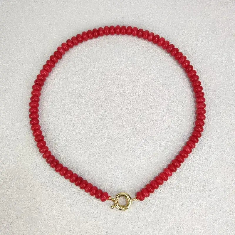 Bead Natural Stone Necklace - Red | Arktana