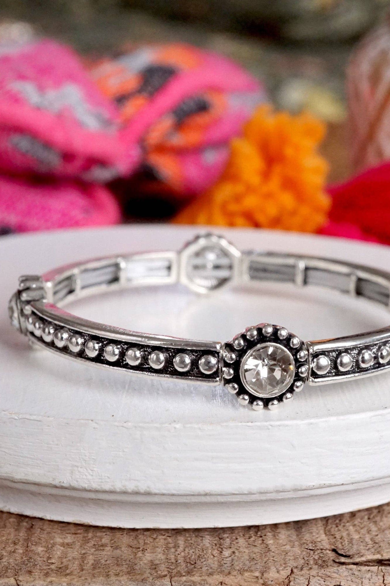Western Vibes Bangles – Dots w/ Clear Crystals