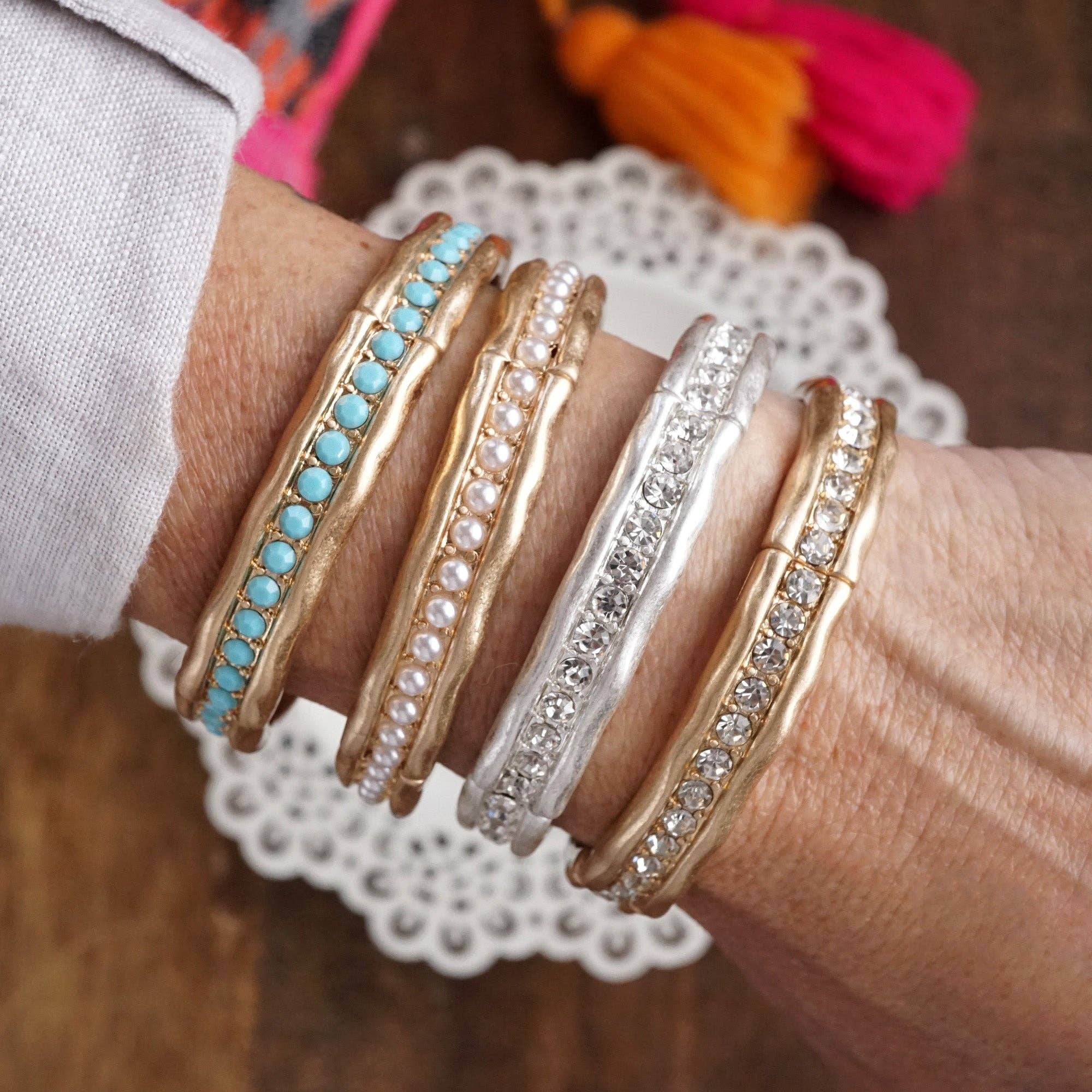 Minimalist Crystal Bracelet – Clear/Gold