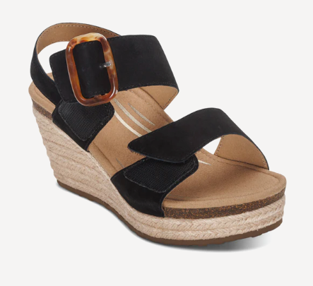 Aetrex Ashley Wedge Black Velcro