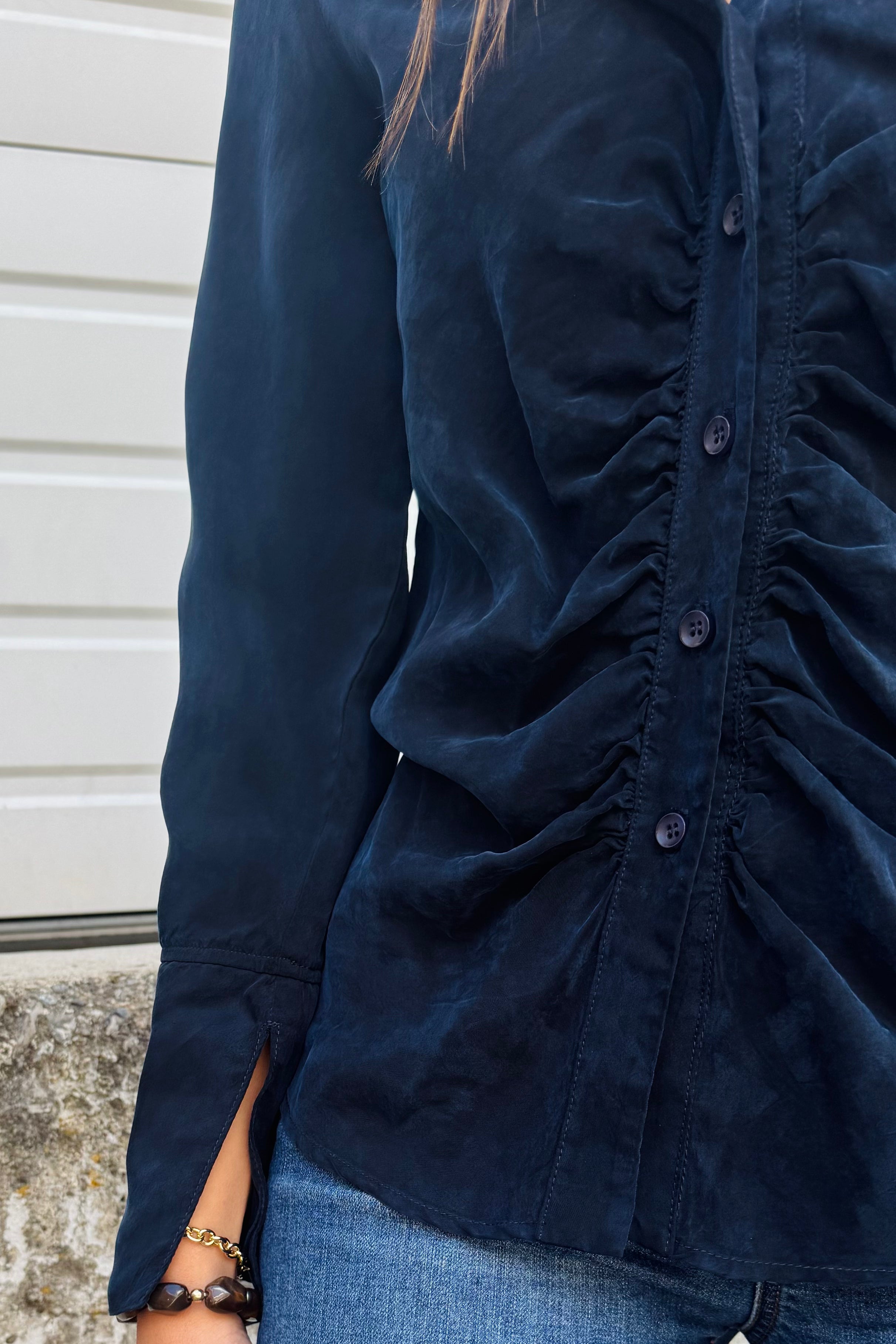 Button Down Shirred Top