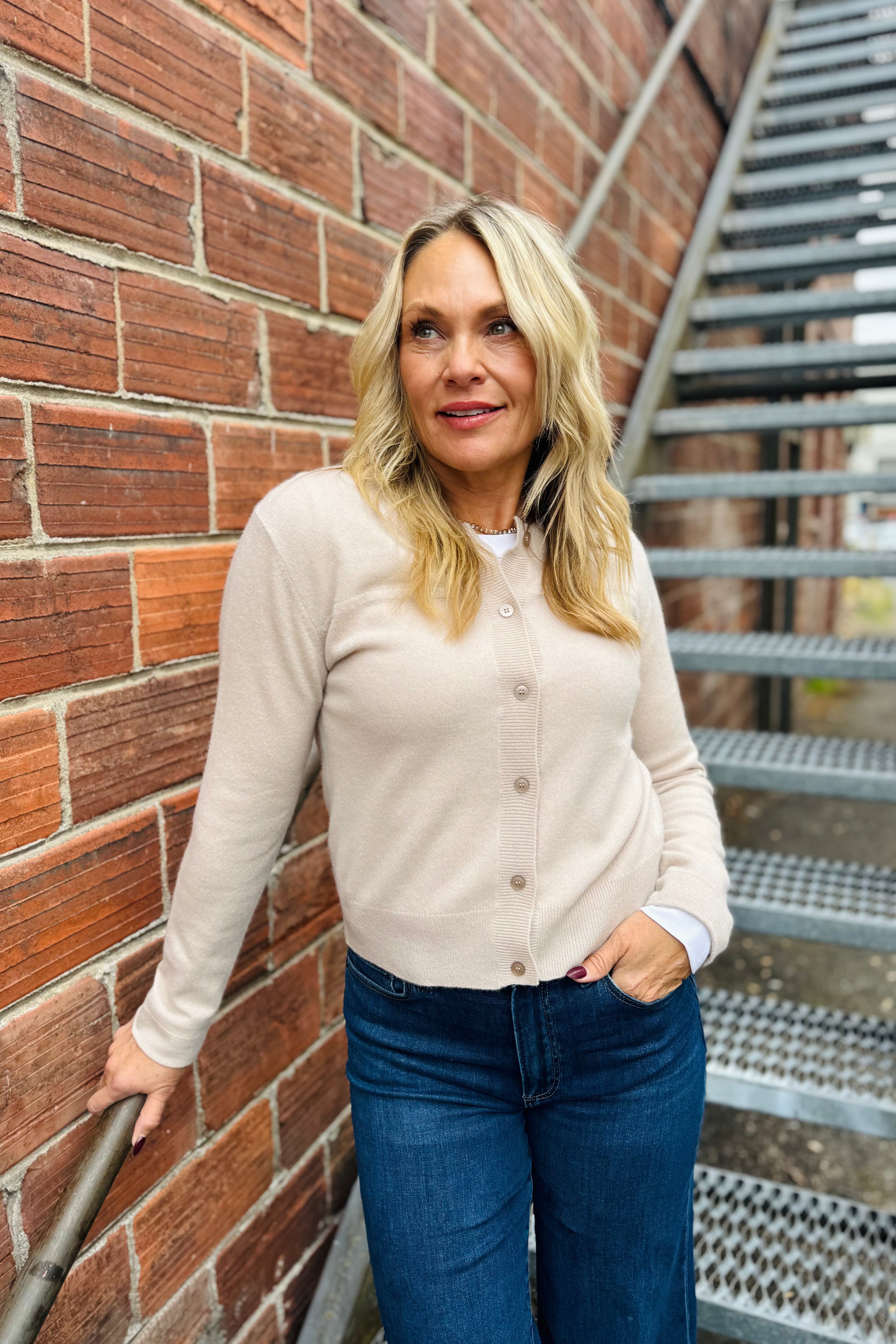 Button Up Topstitch Cardi