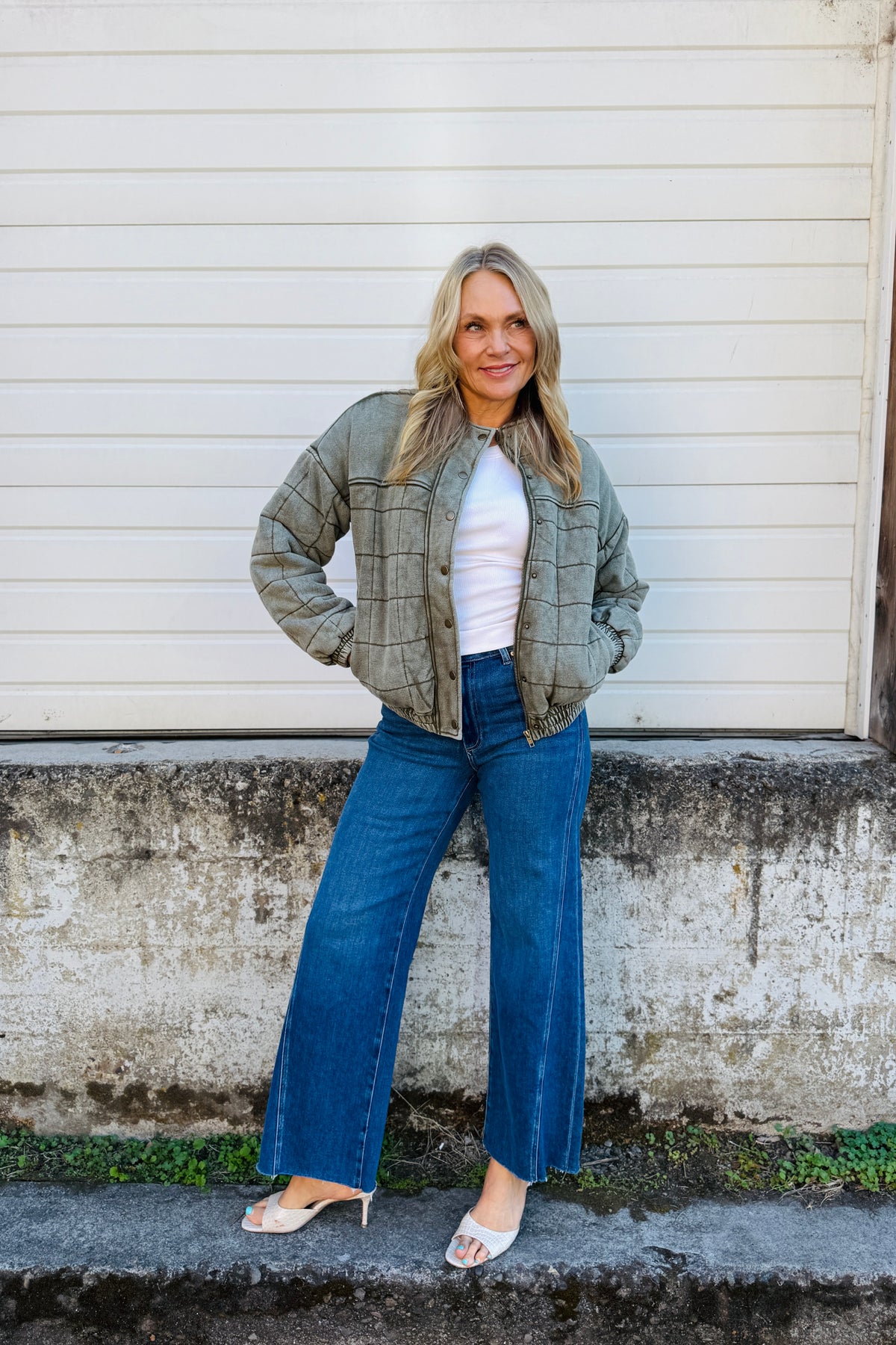 Chaser Quilted Long Sleeve Jacket in Olive