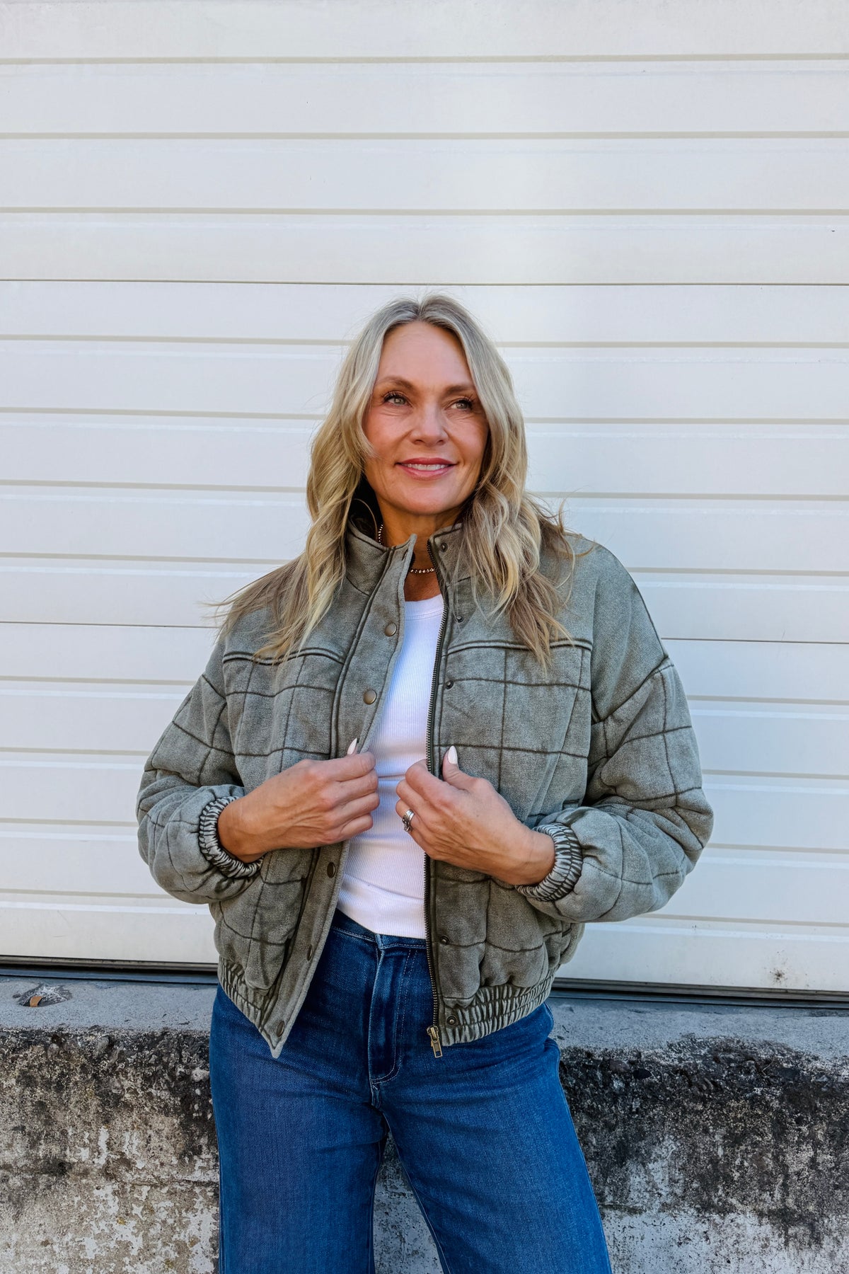 Chaser Quilted Long Sleeve Jacket in Olive