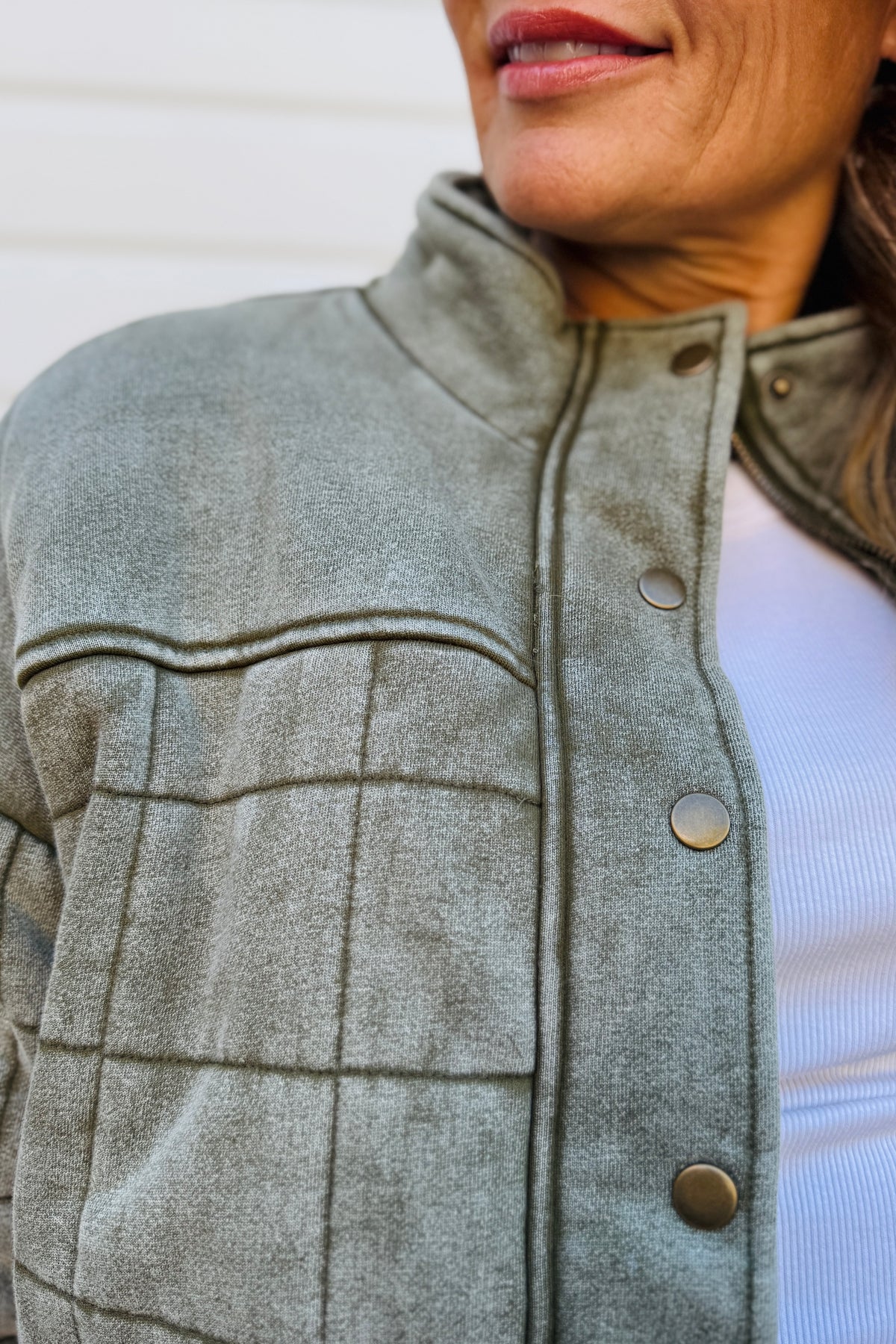 Chaser Quilted Long Sleeve Jacket in Olive