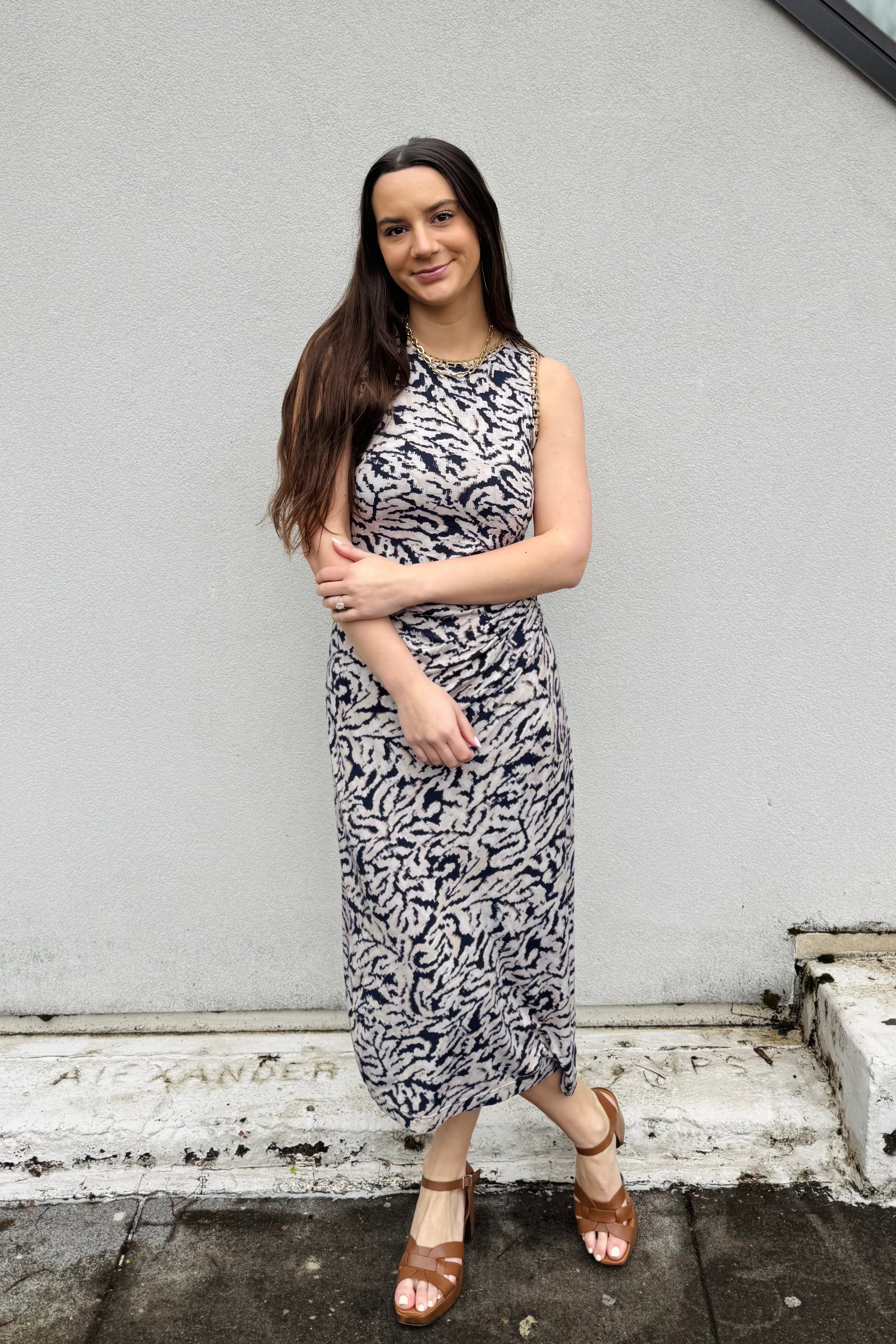 Contrast Swirl Heather Dress