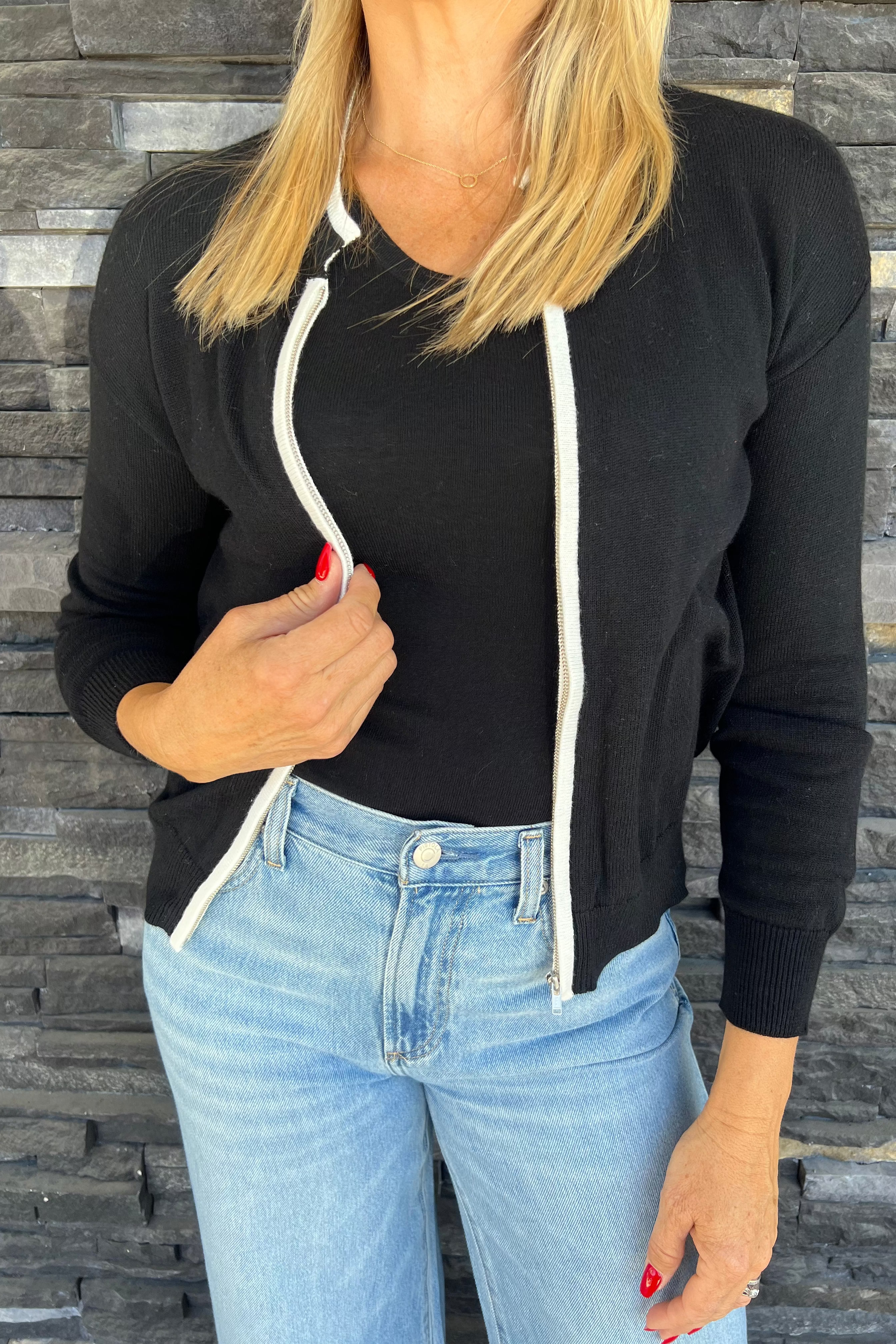 Double Collar Zip Cardigan