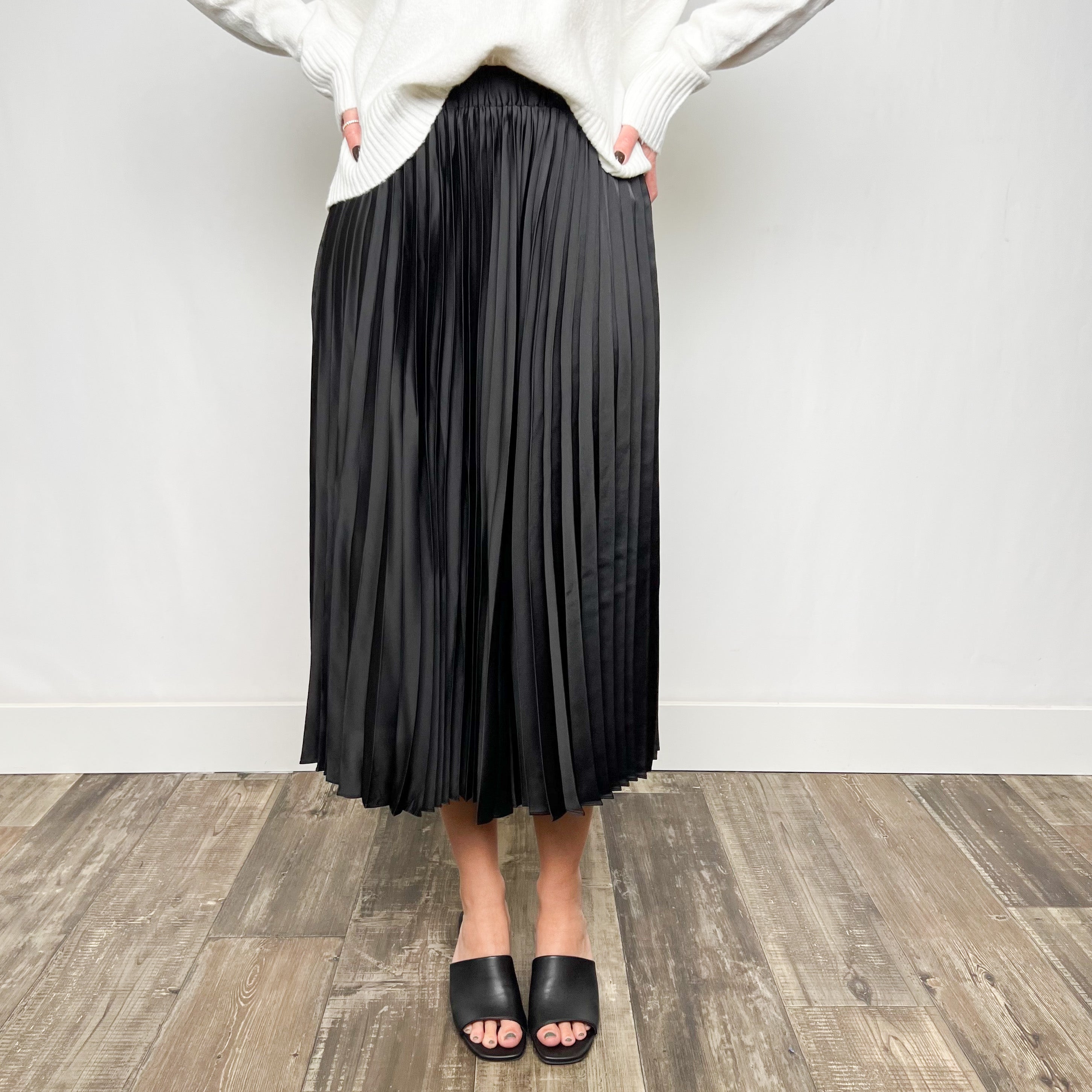 Everyday Pleated Satin Skirt