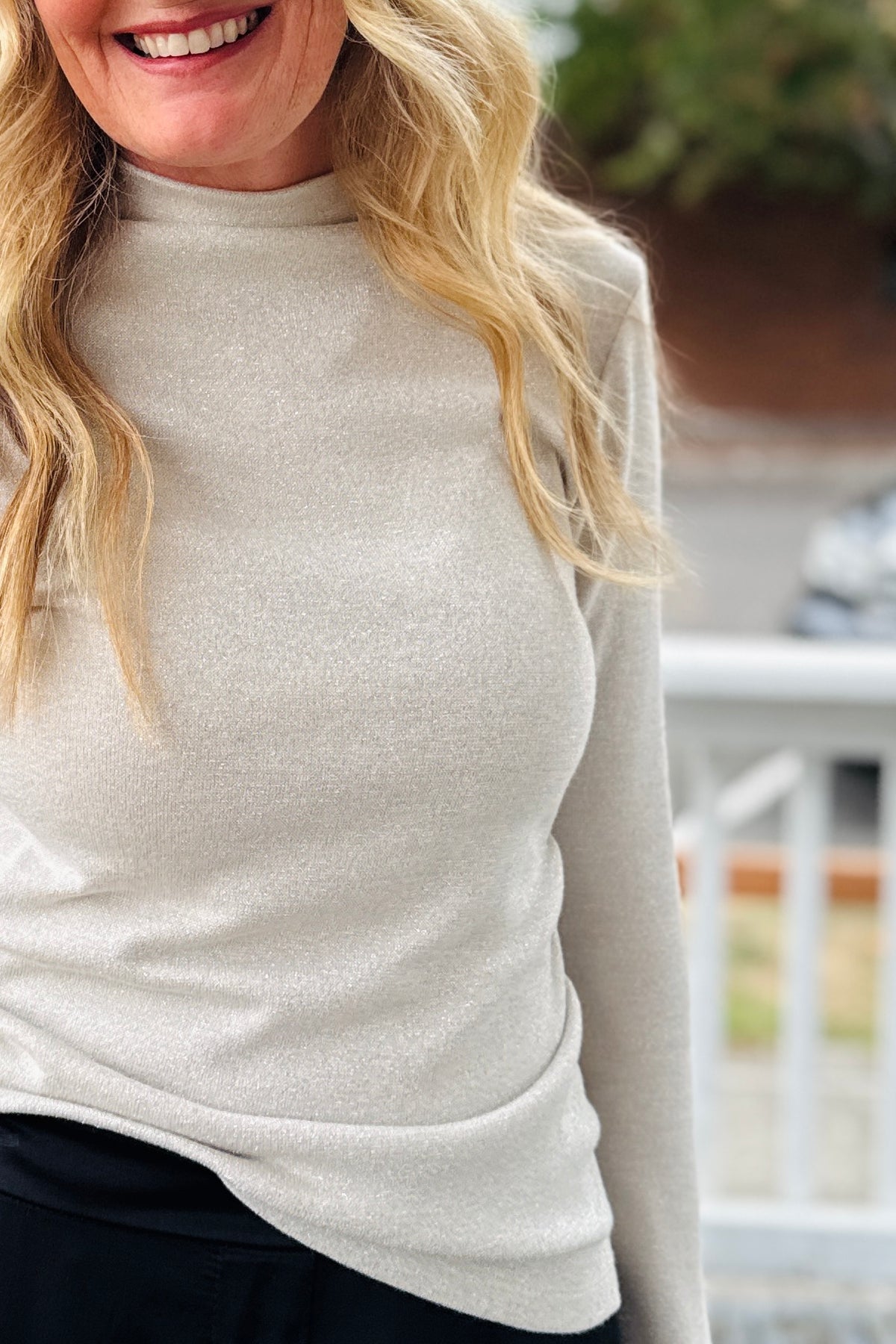 Everyday Ruched Sparkle Top - Palomino