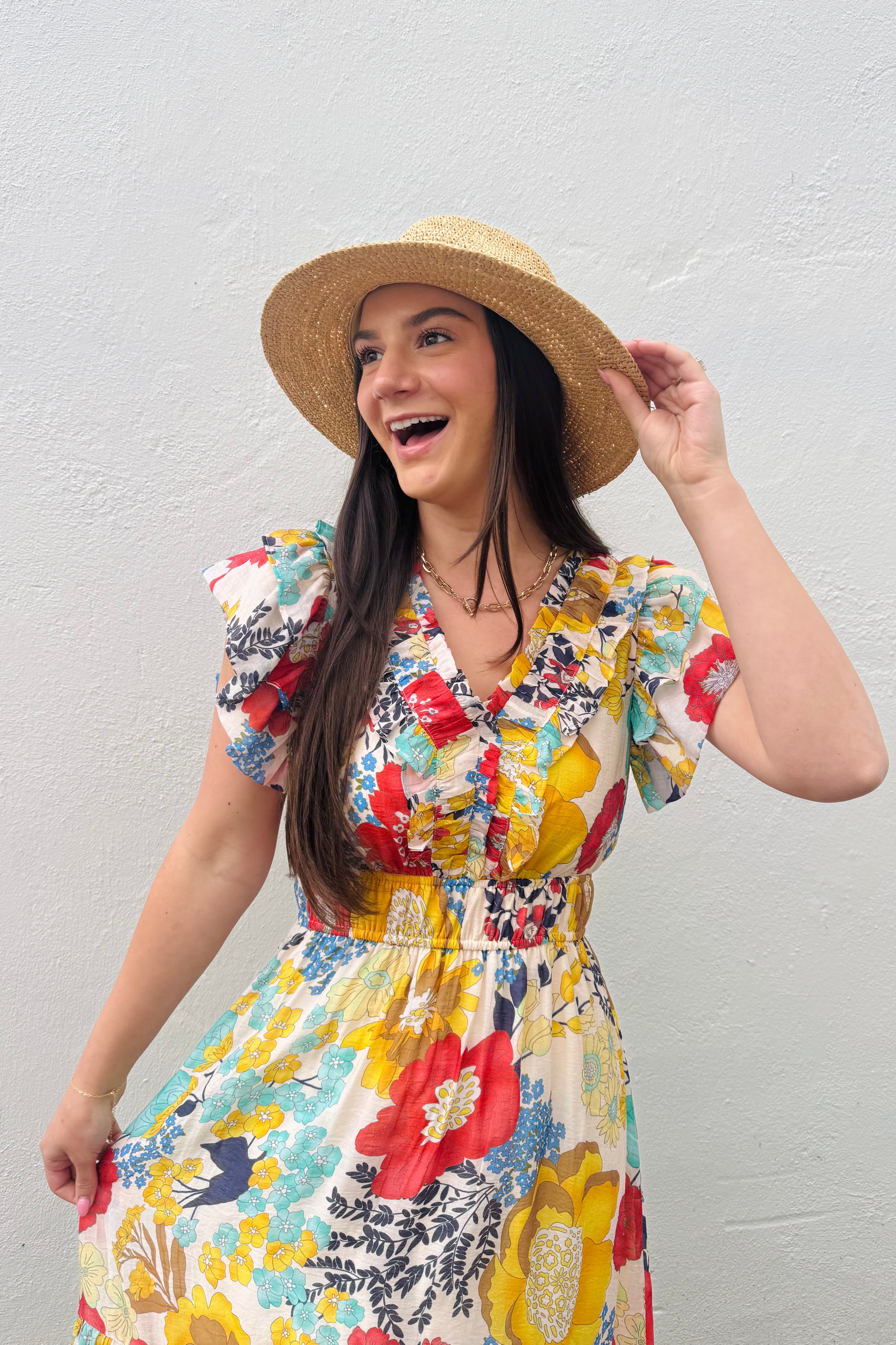 Flutter Sleeve Tiered Dress