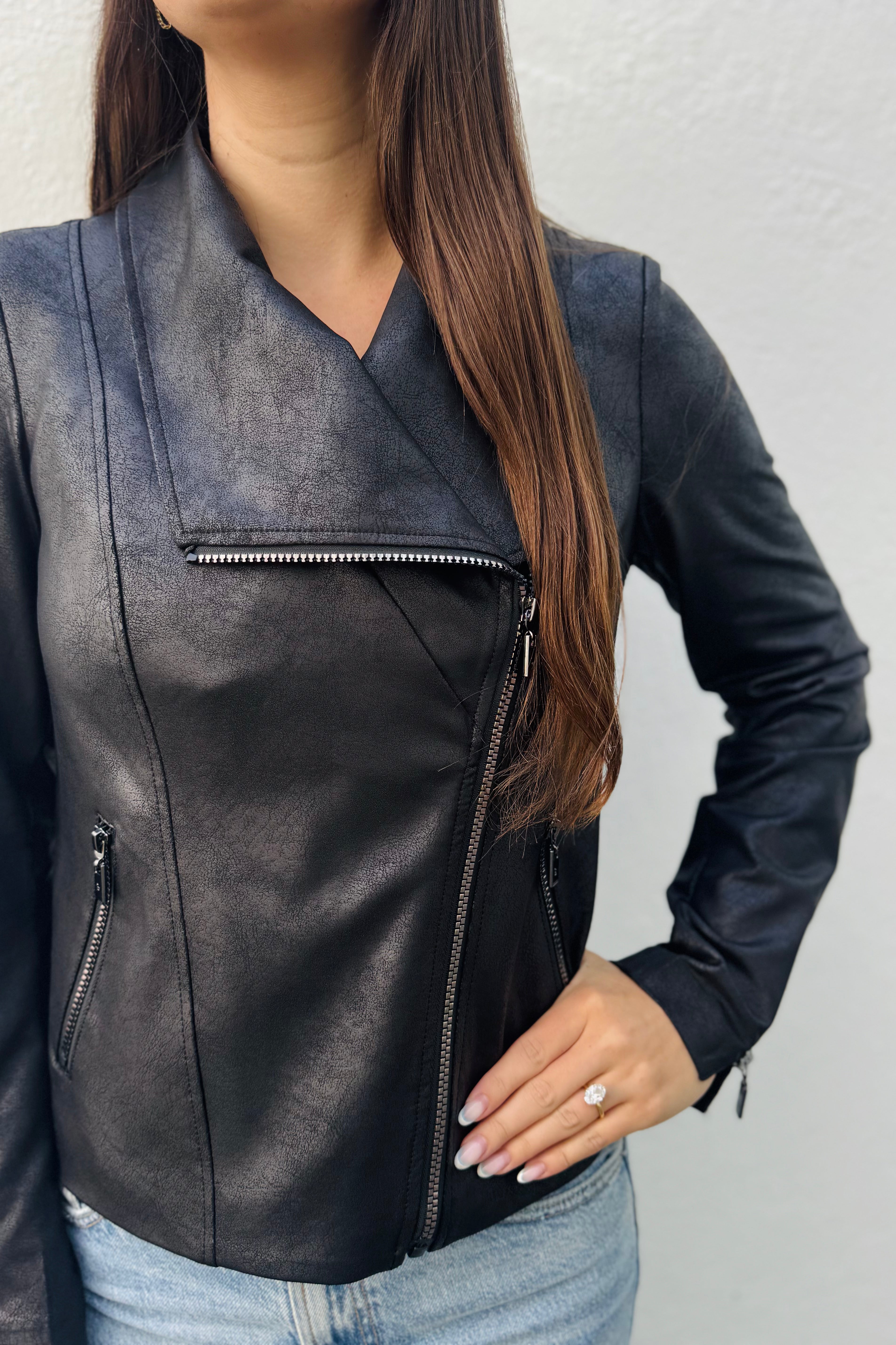 Foiled Knit Fitted Jacket