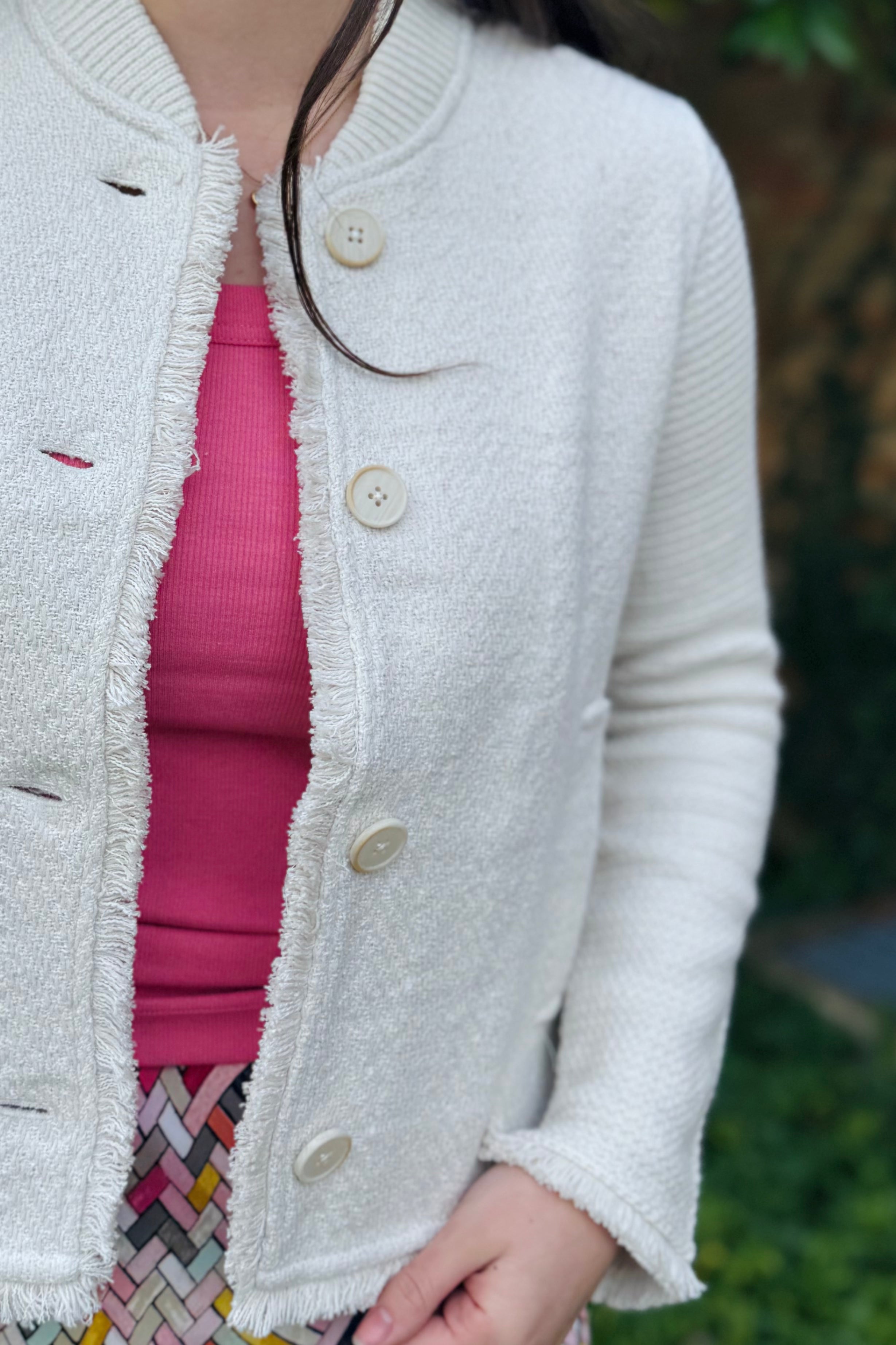 Fringe Knit Bomber Jacket