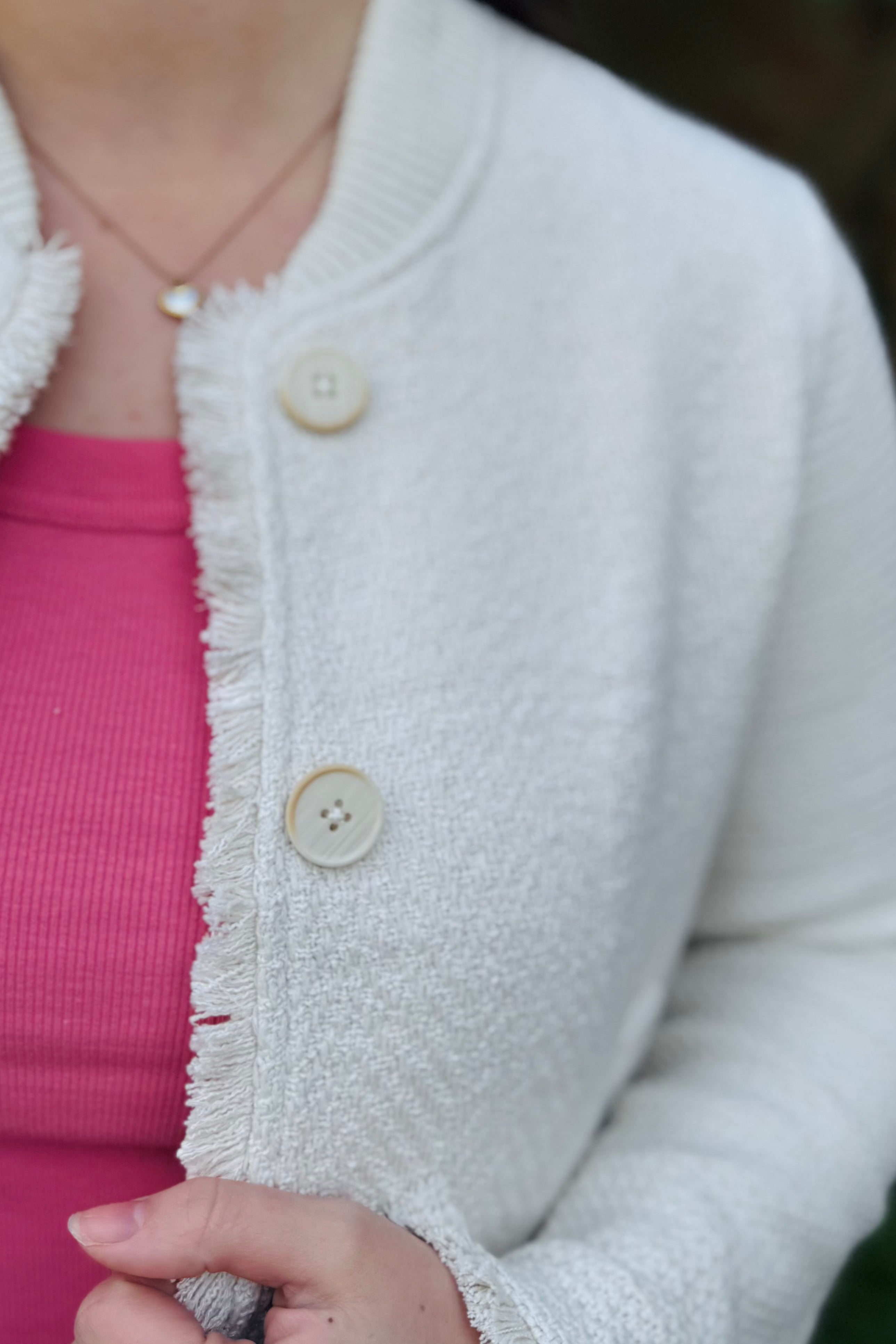 Fringe Knit Bomber Jacket