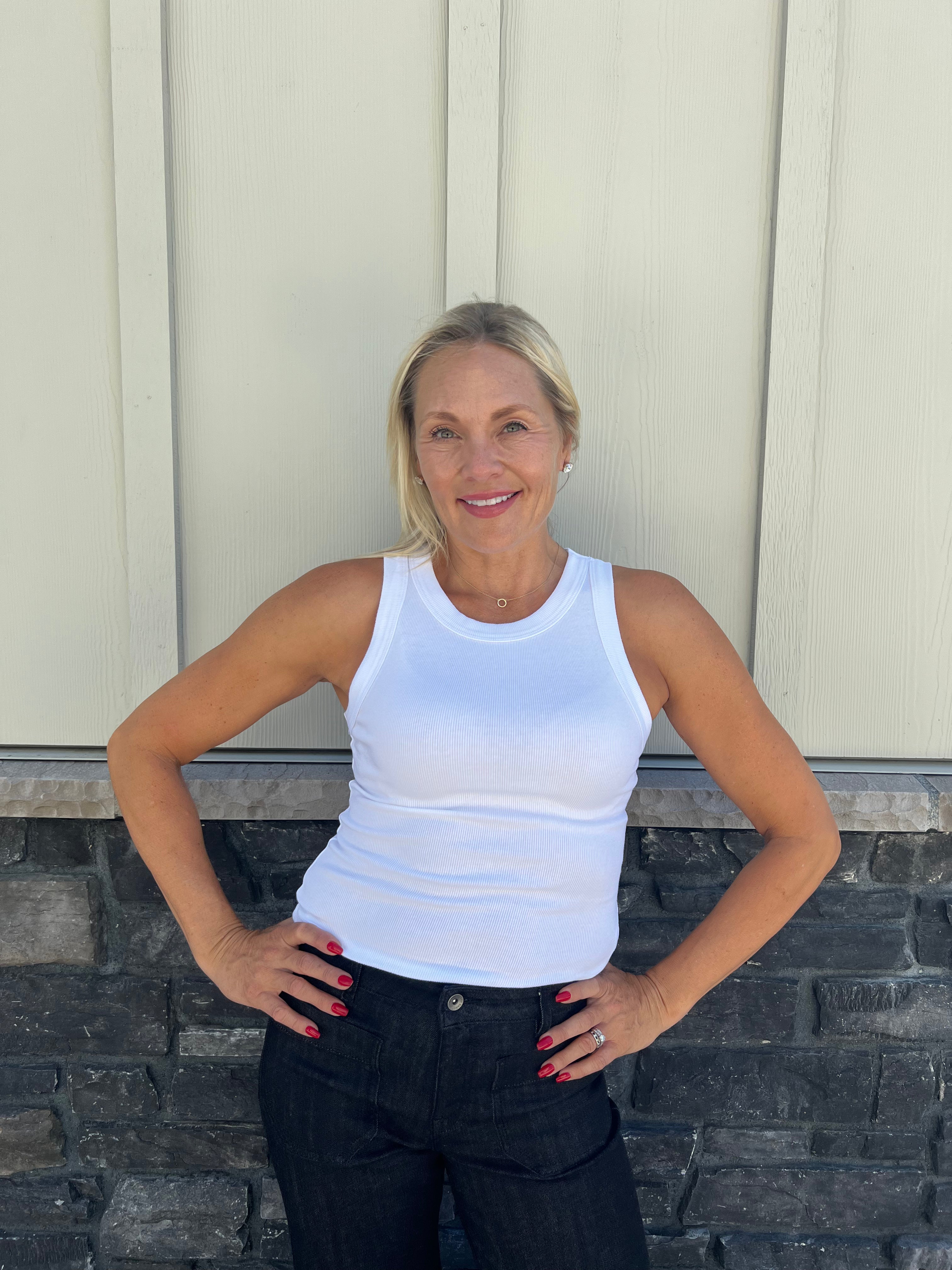Gina Wide Binding Crop Top-White