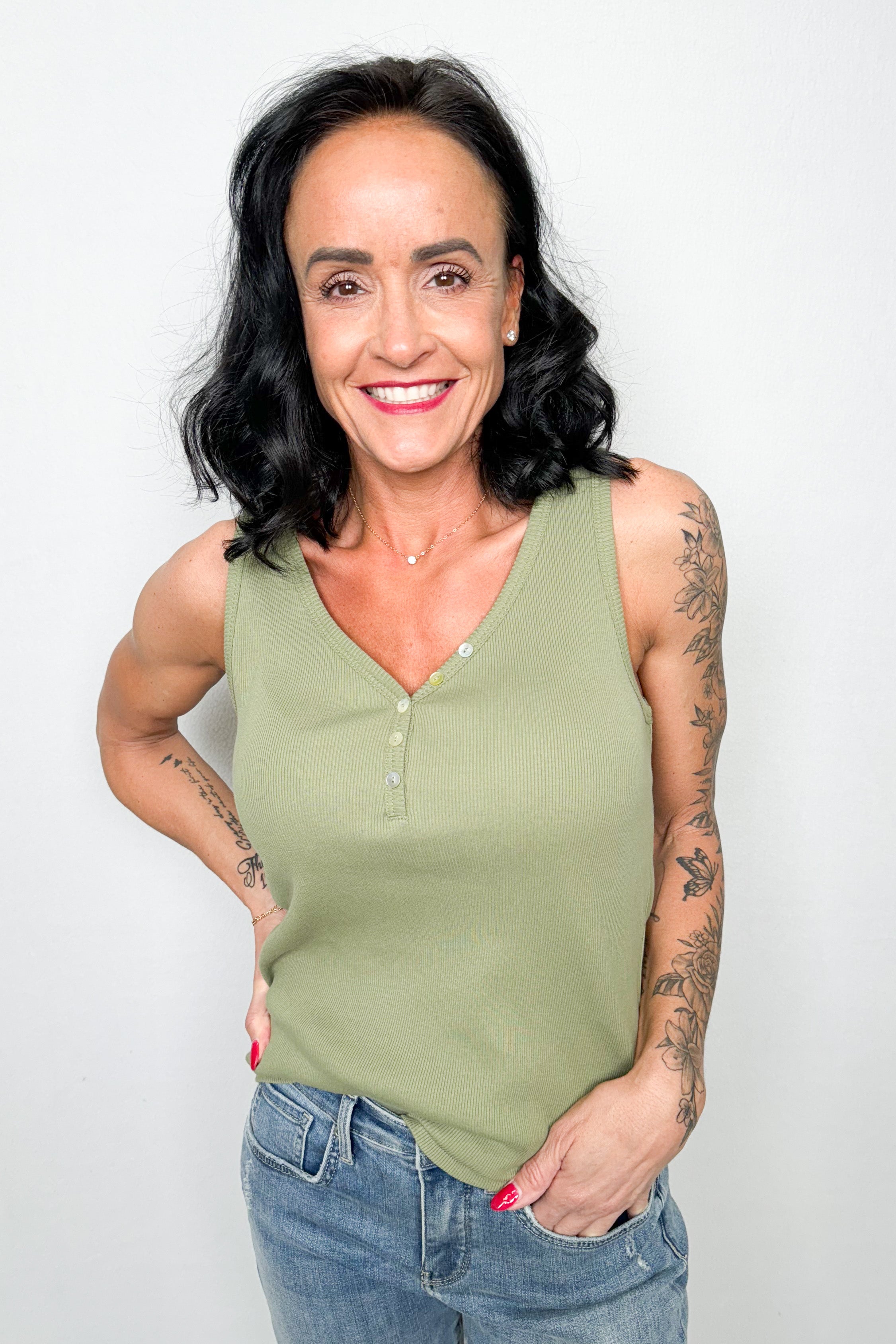 Henley Tank With Buttons