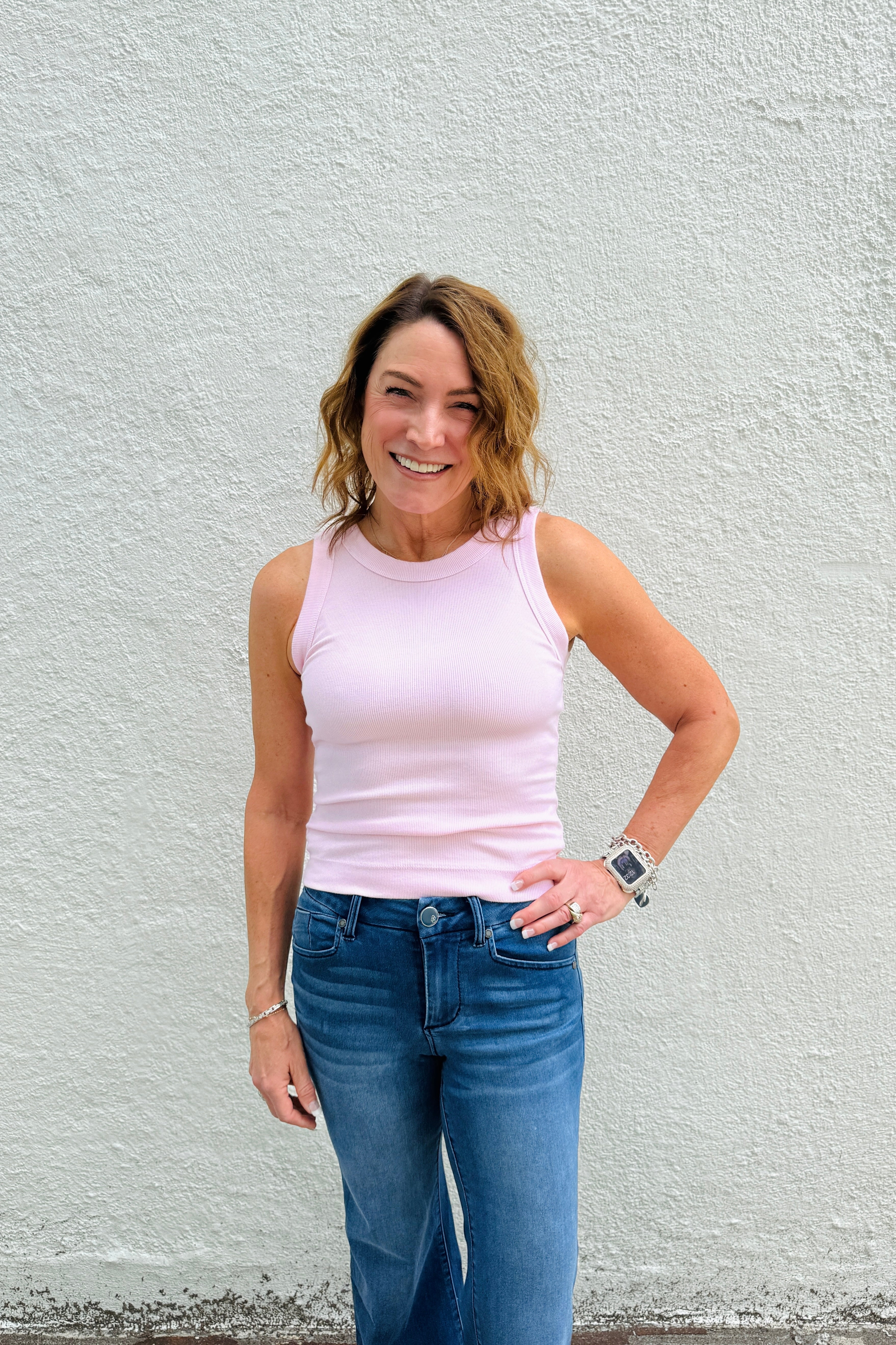 Gina Wide Binding Crop Top - Blush