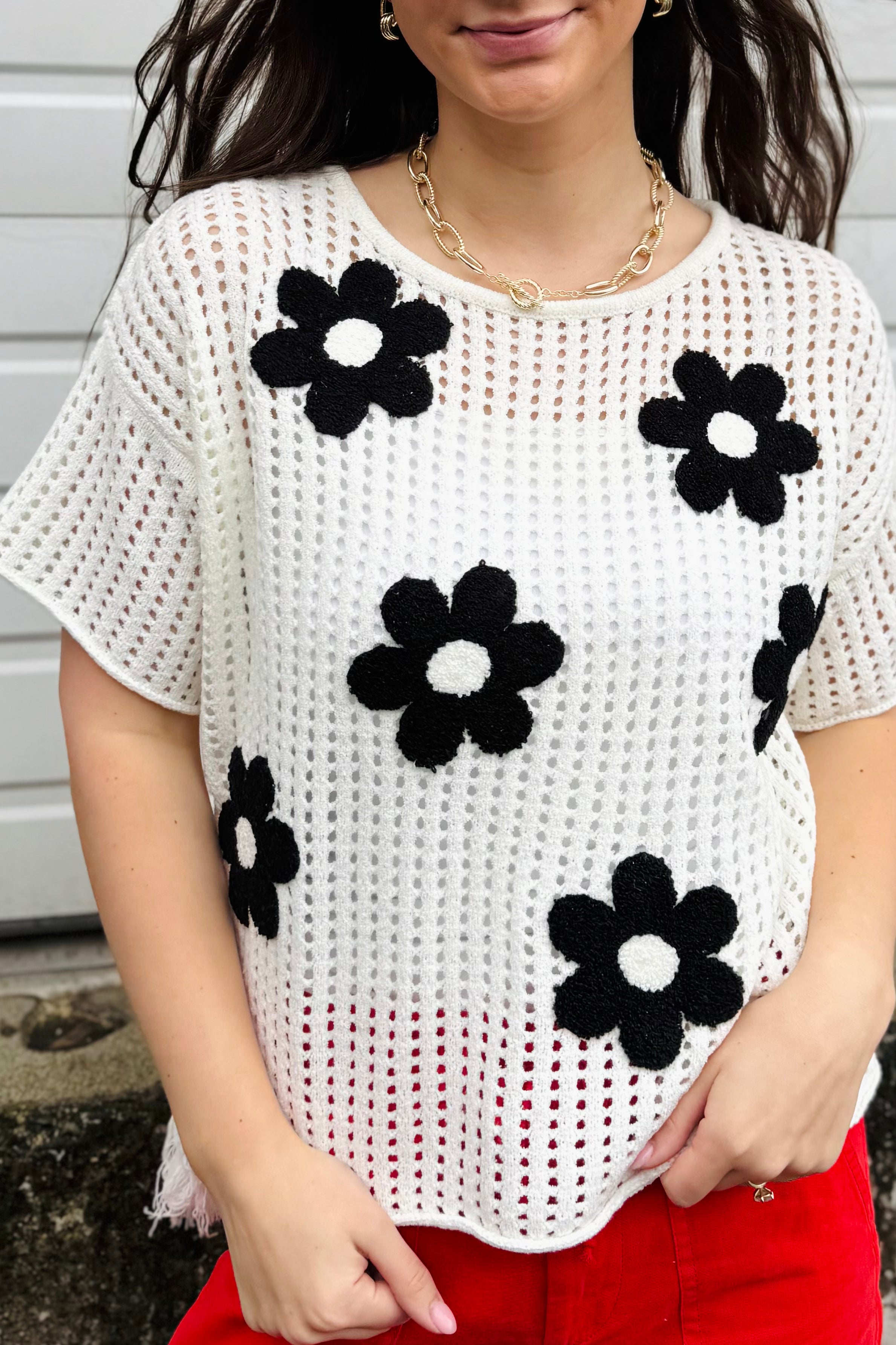 Black Flowers Sweater