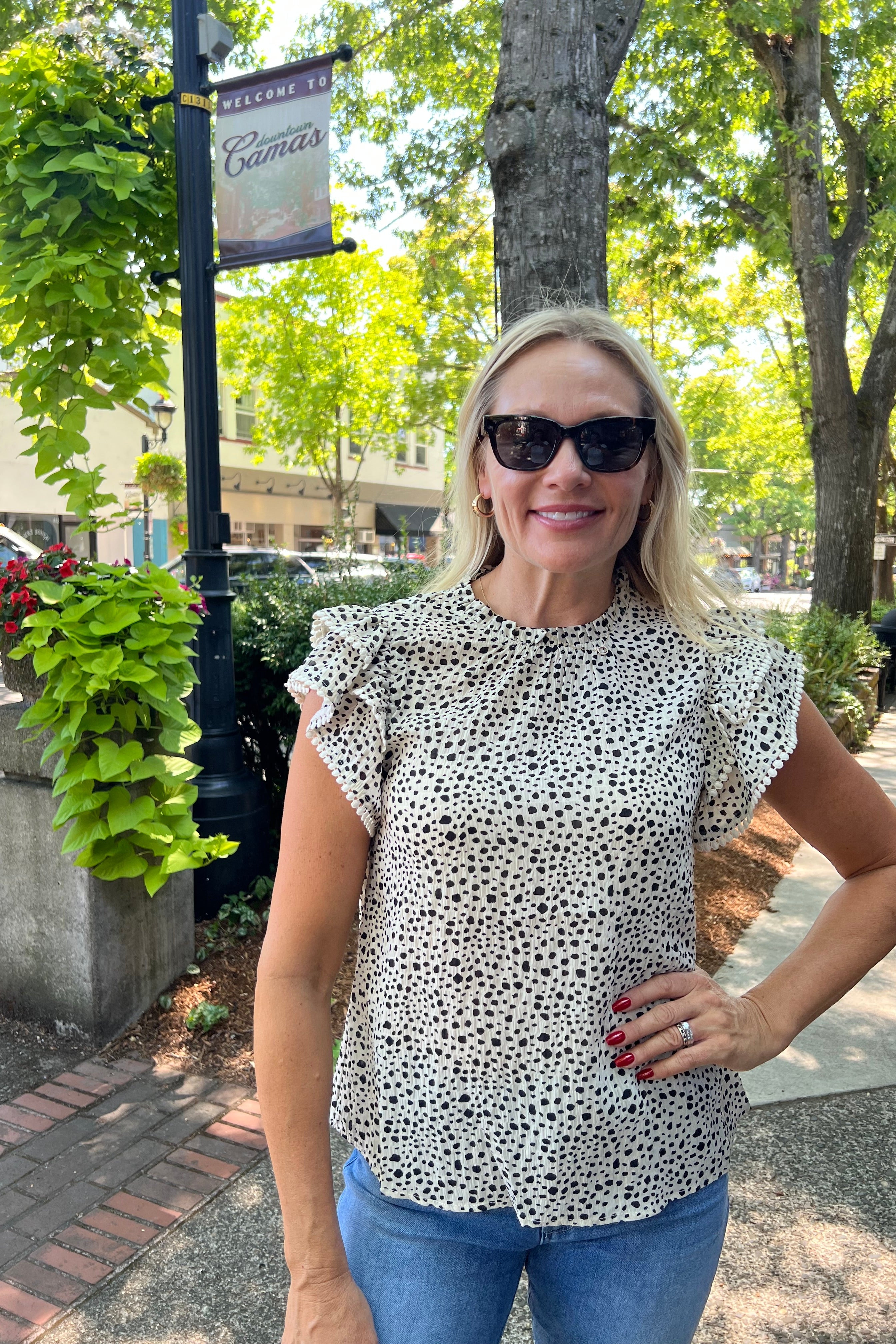 Spotted Flutter Sleeve Top