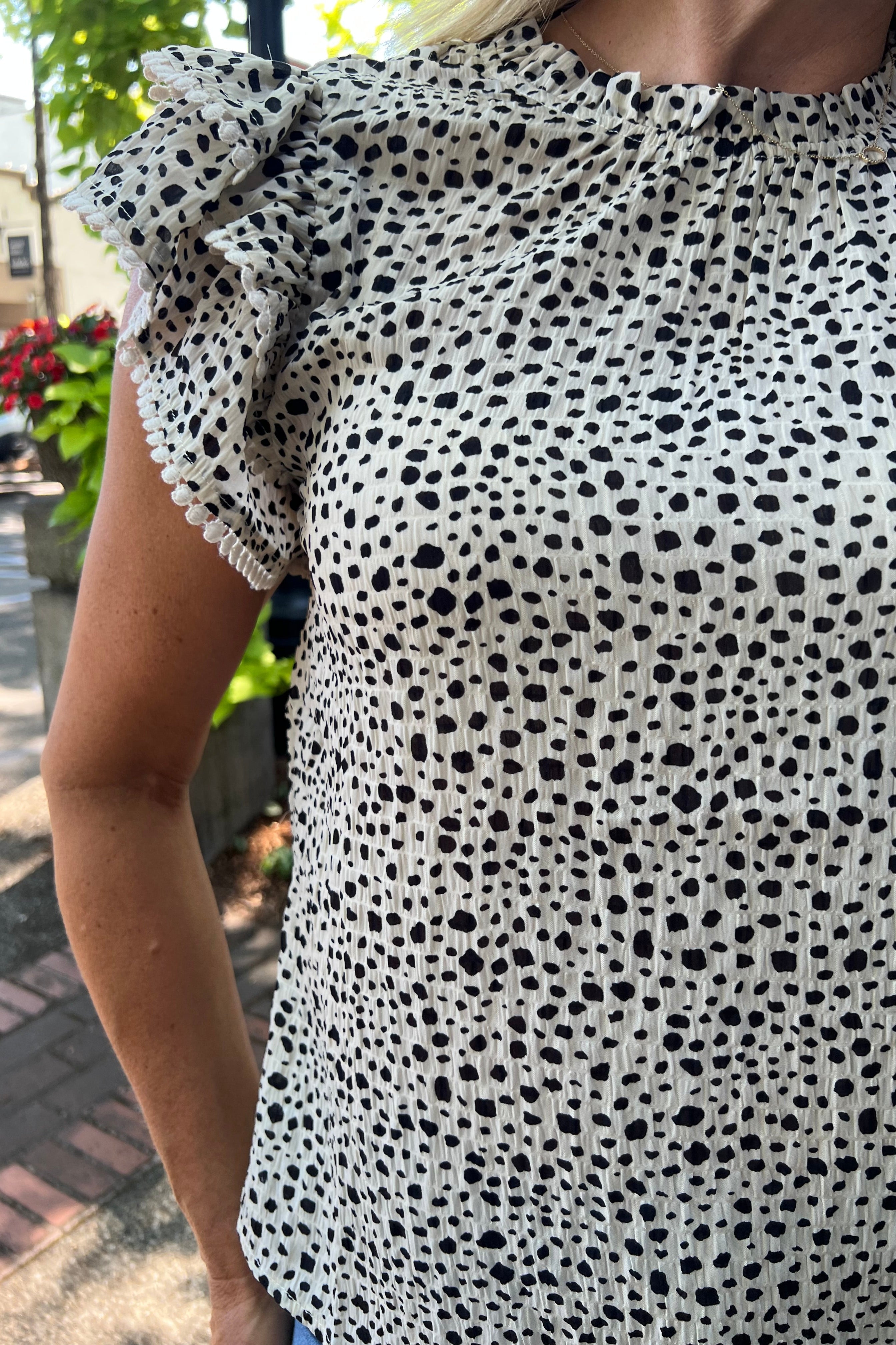 Spotted Flutter Sleeve Top