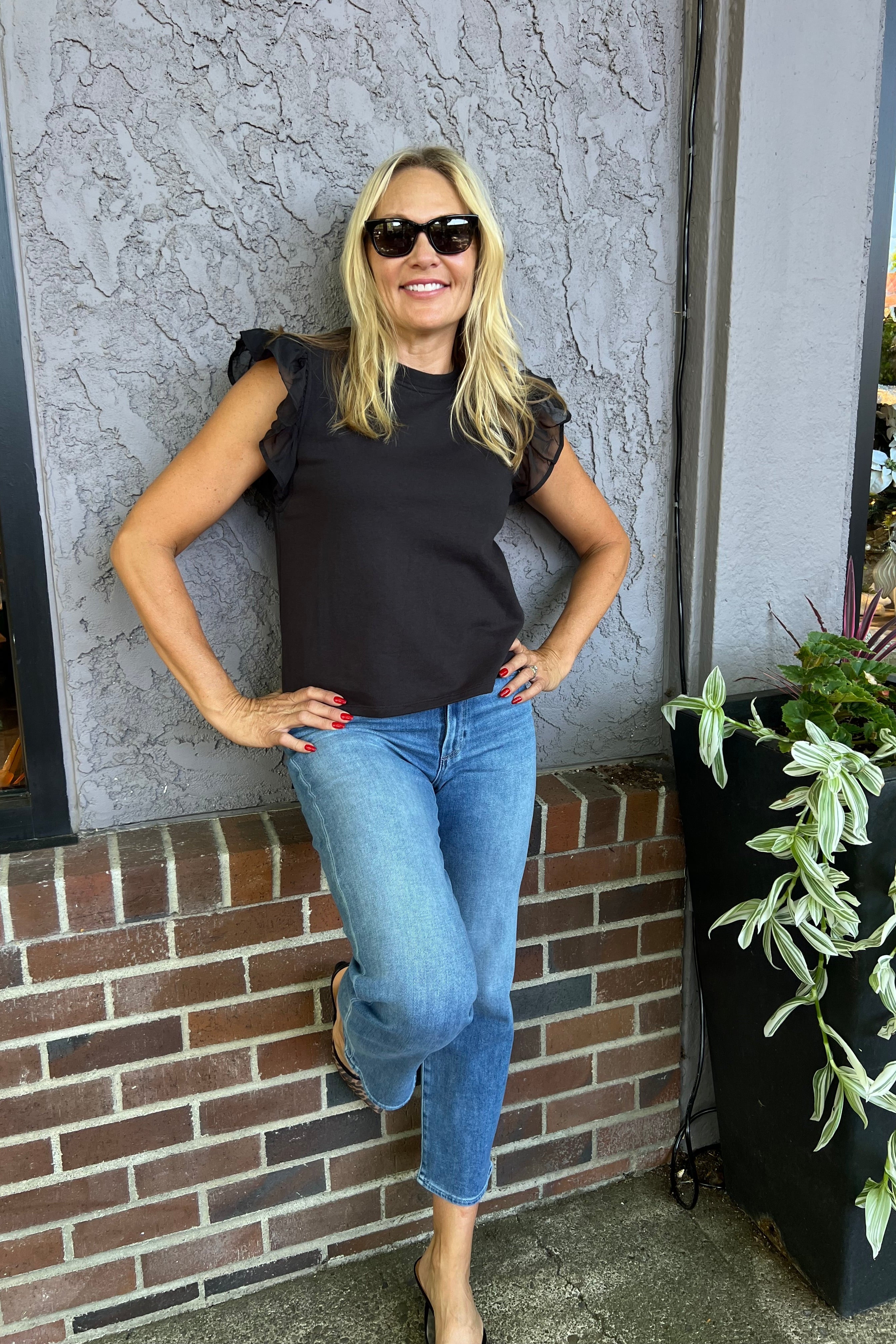 Ruffle Sleeve French Terry Top