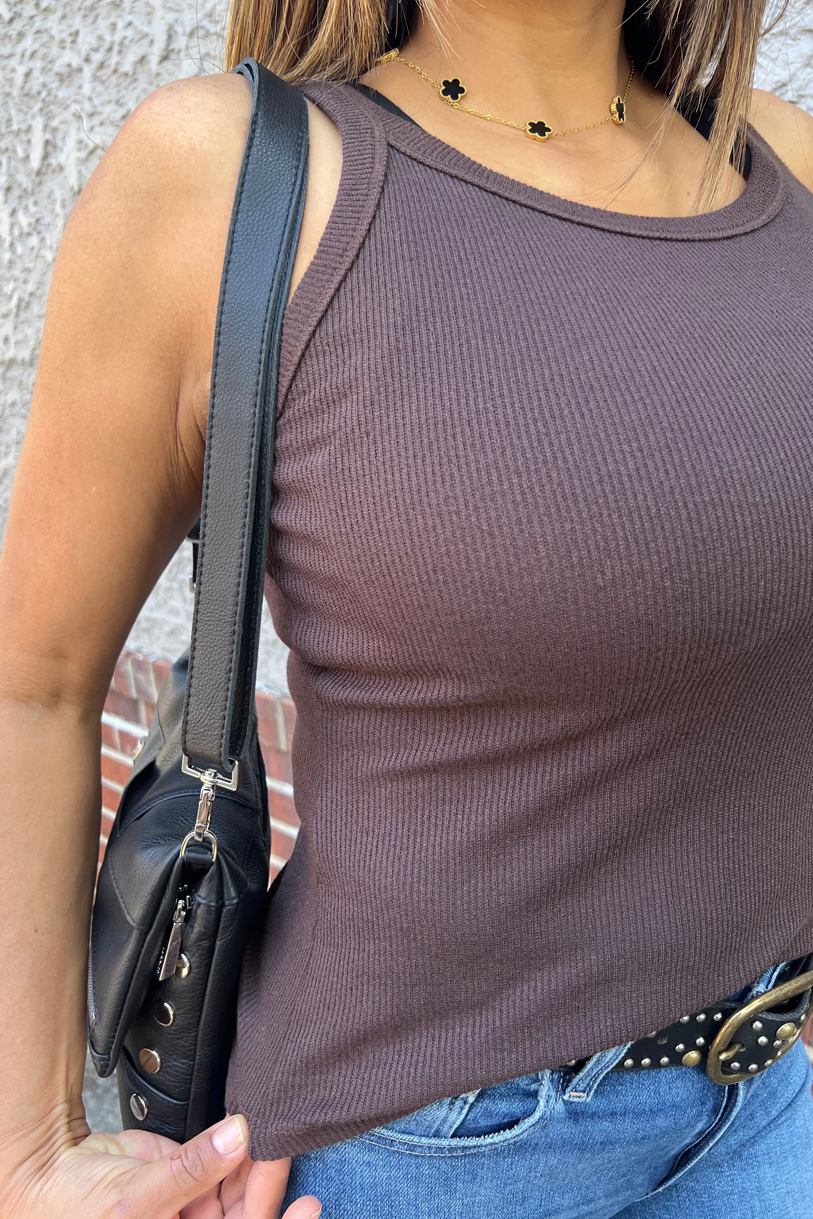 Nicole Wide Crew Tank-Java