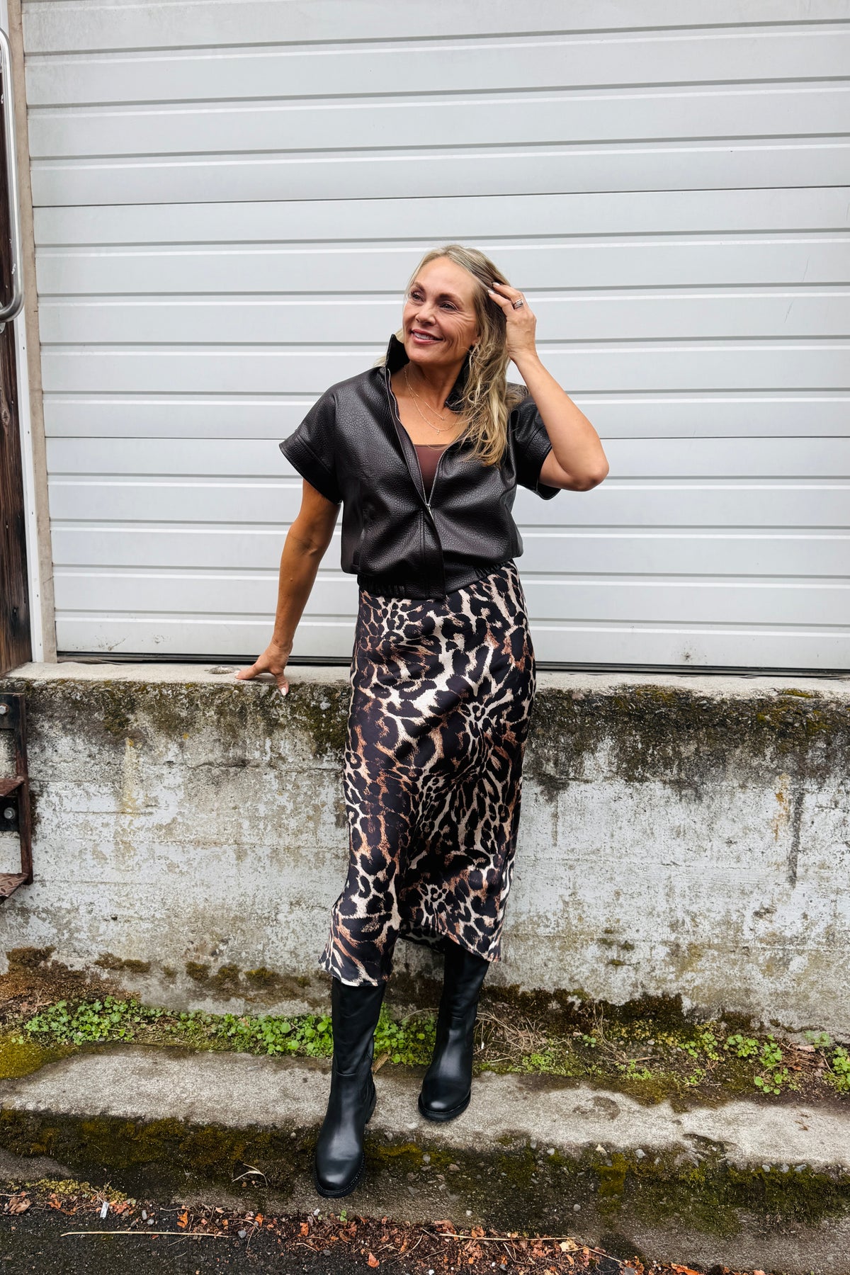 Ivy Short Sleeve Faux Leather Shirt