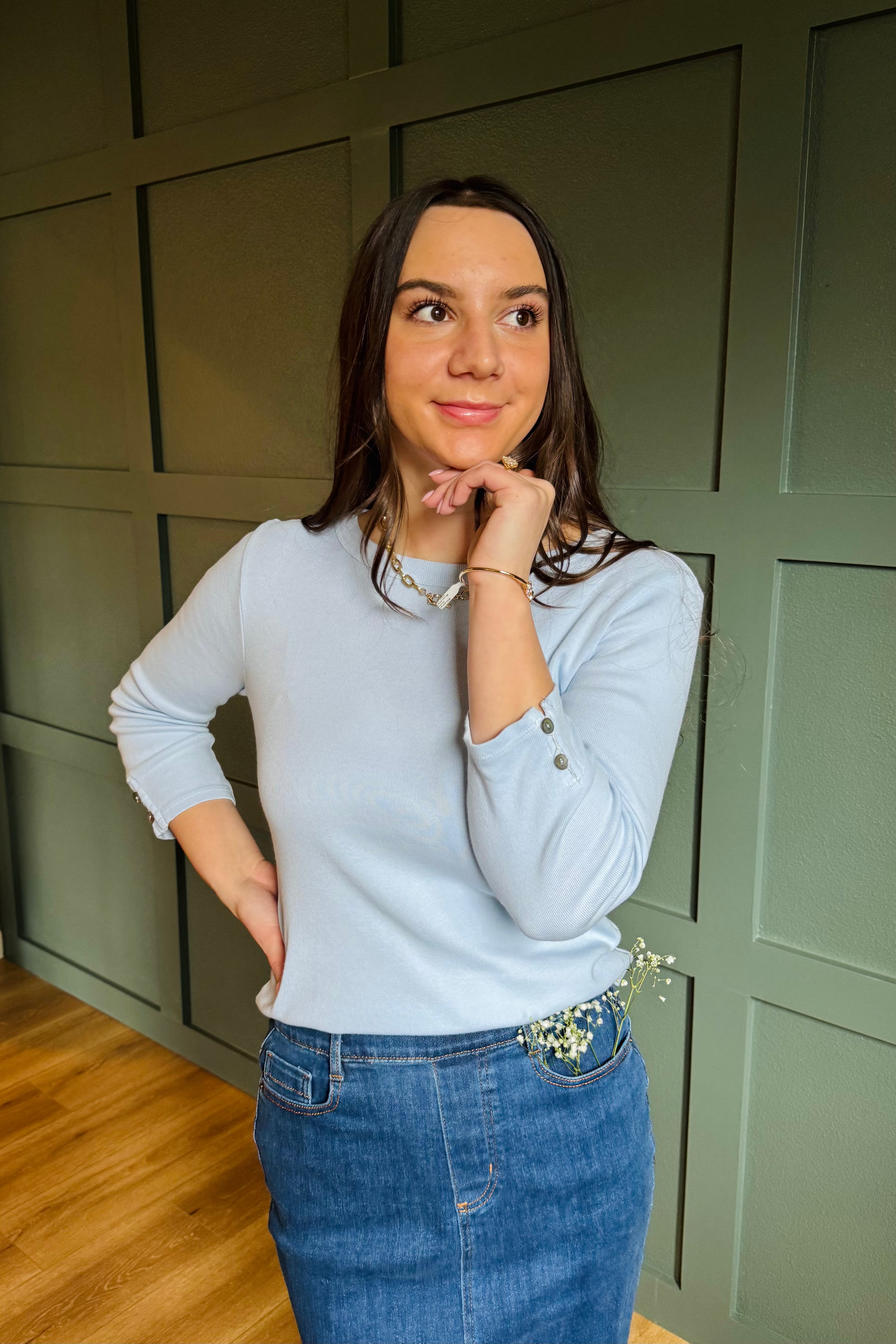 Joyce 3/4 Button Sleeve-Splash