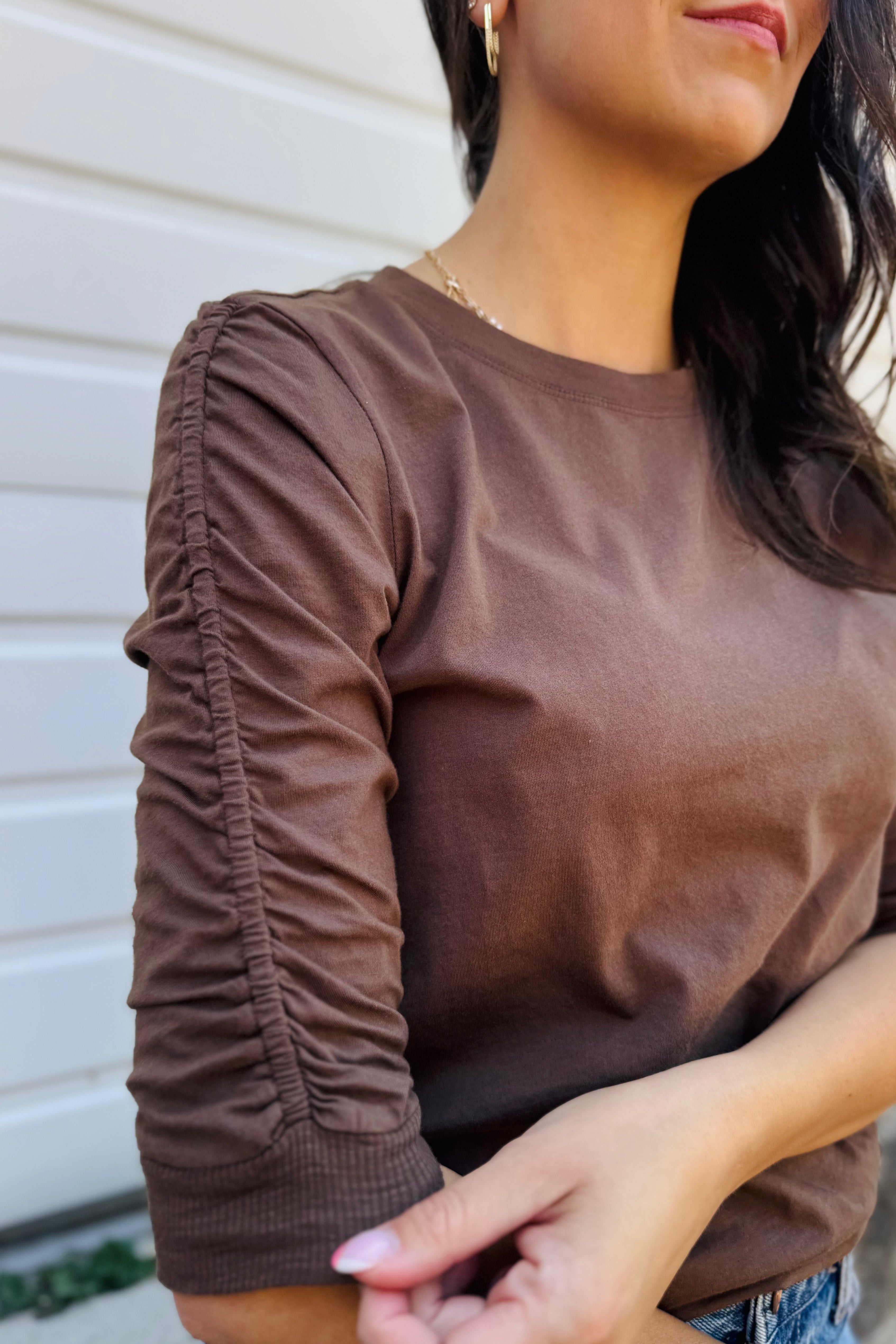 Julia Knit Top-Soft Brown