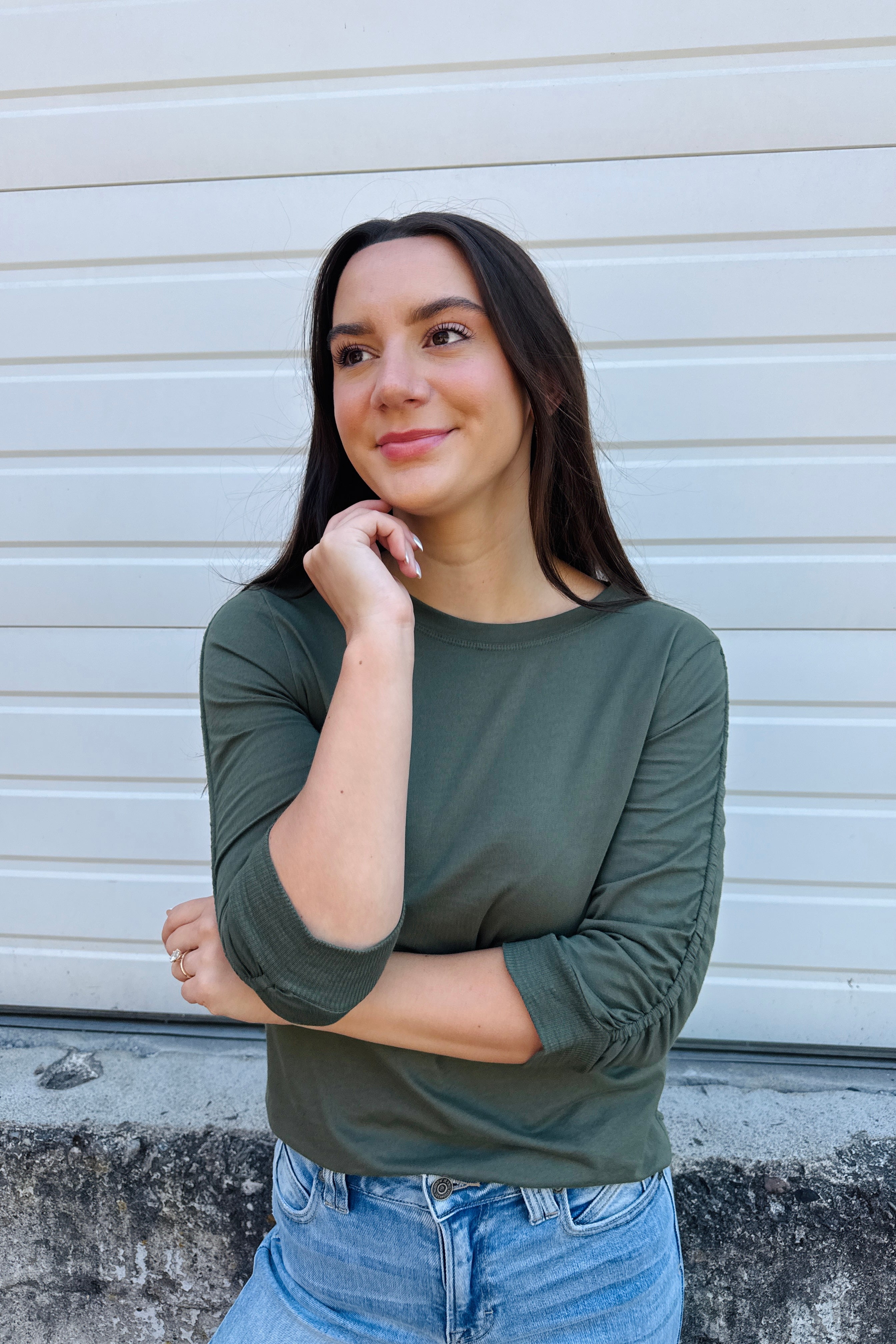 Julia Knit Top-Olive Branch