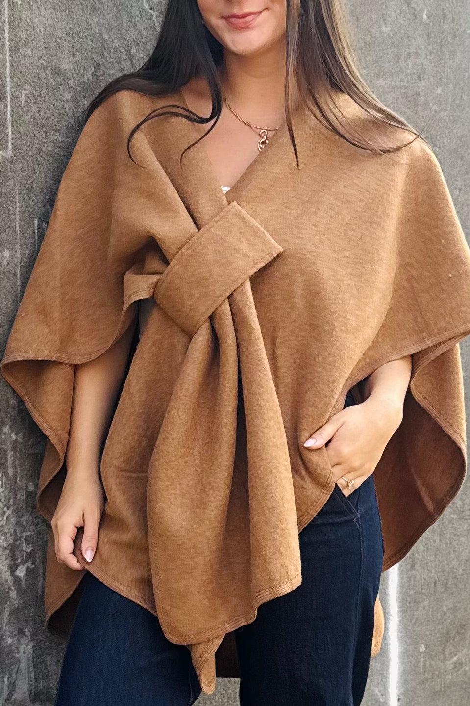 Knit Shawl Wrap - Rust