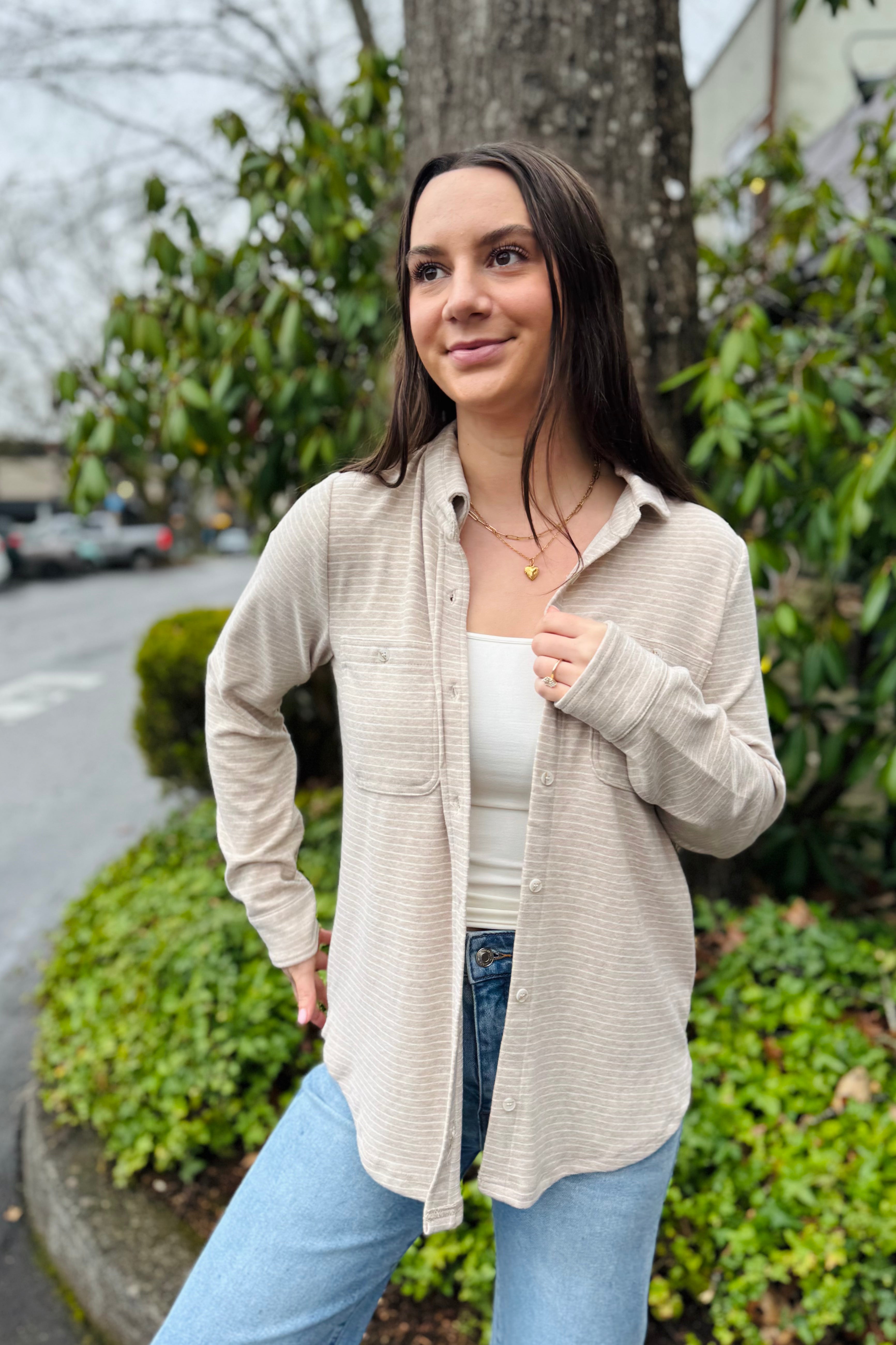 Lewis Shirt-Tan/White