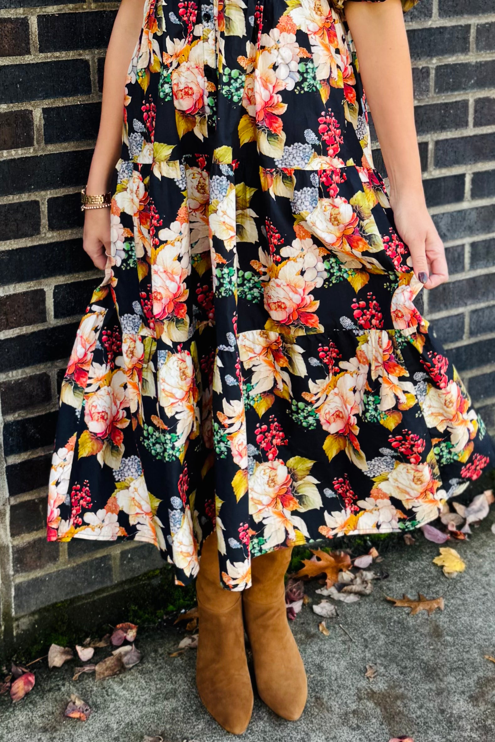 Long Tiered Dress W/Elbow Sleeves