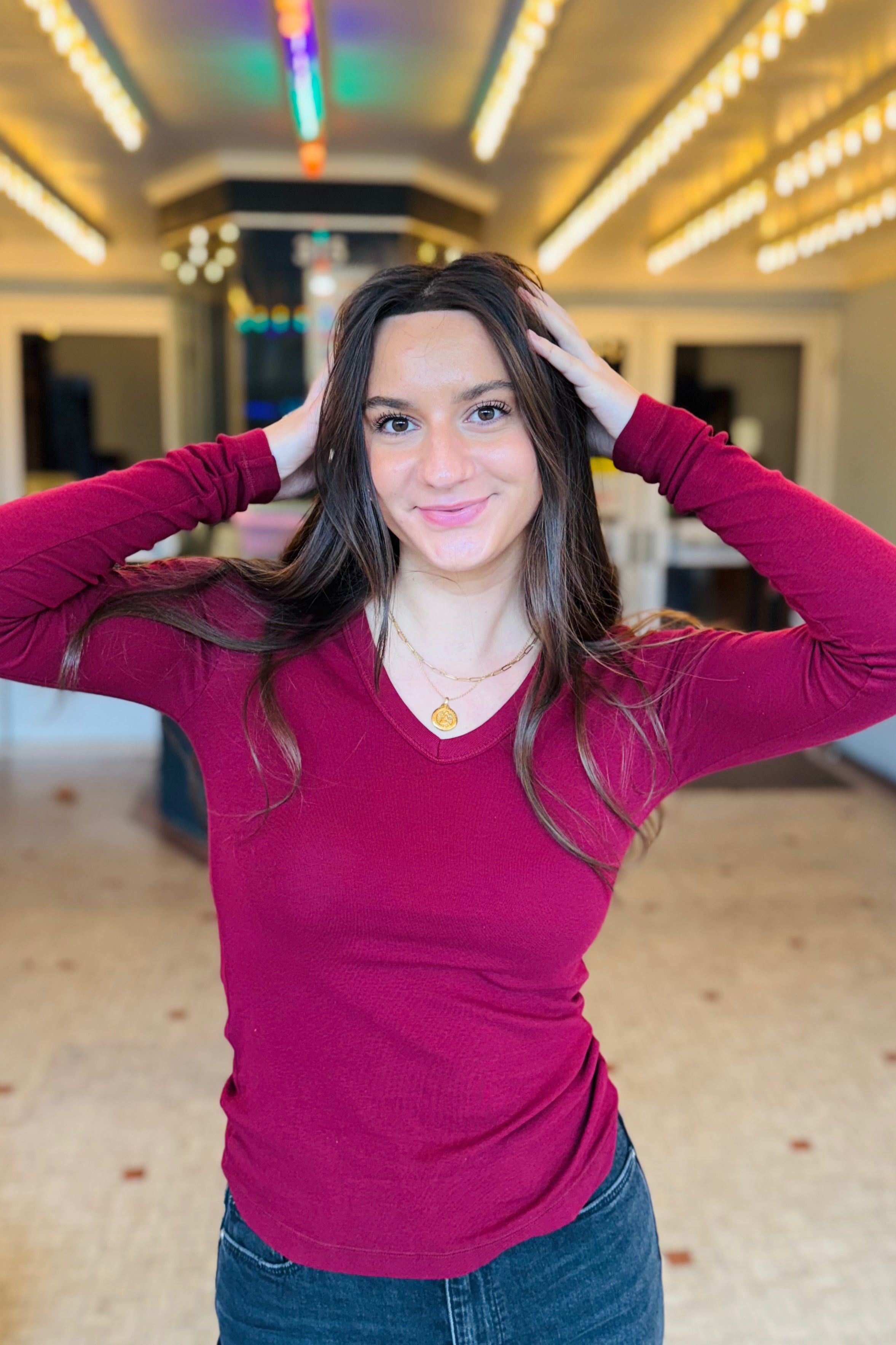 Luxx L/S V-Neck - Merlot