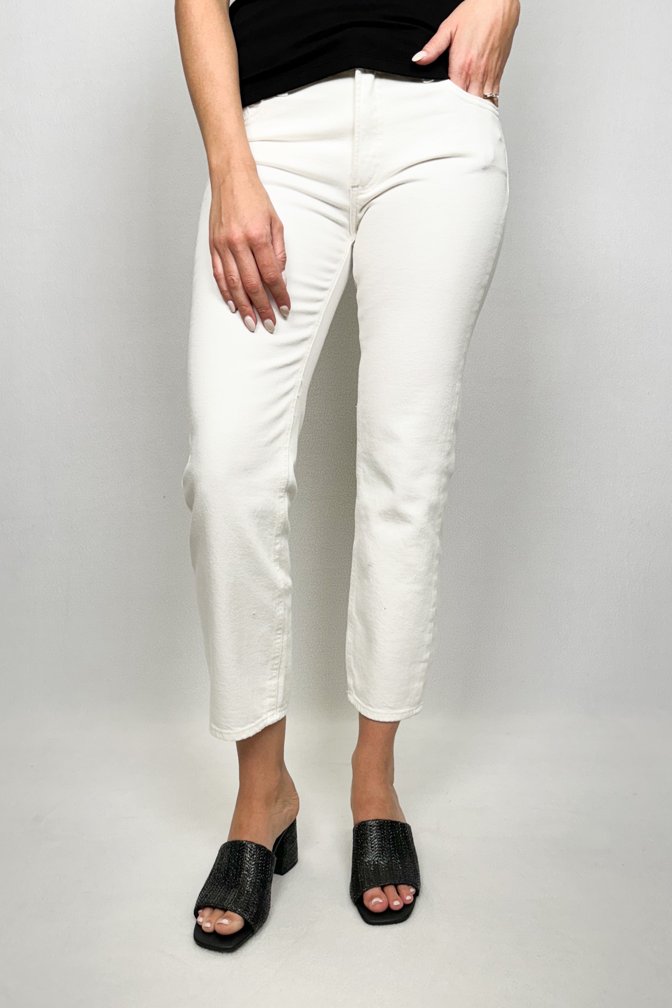Most Wanted Ankle Straight Denim in White