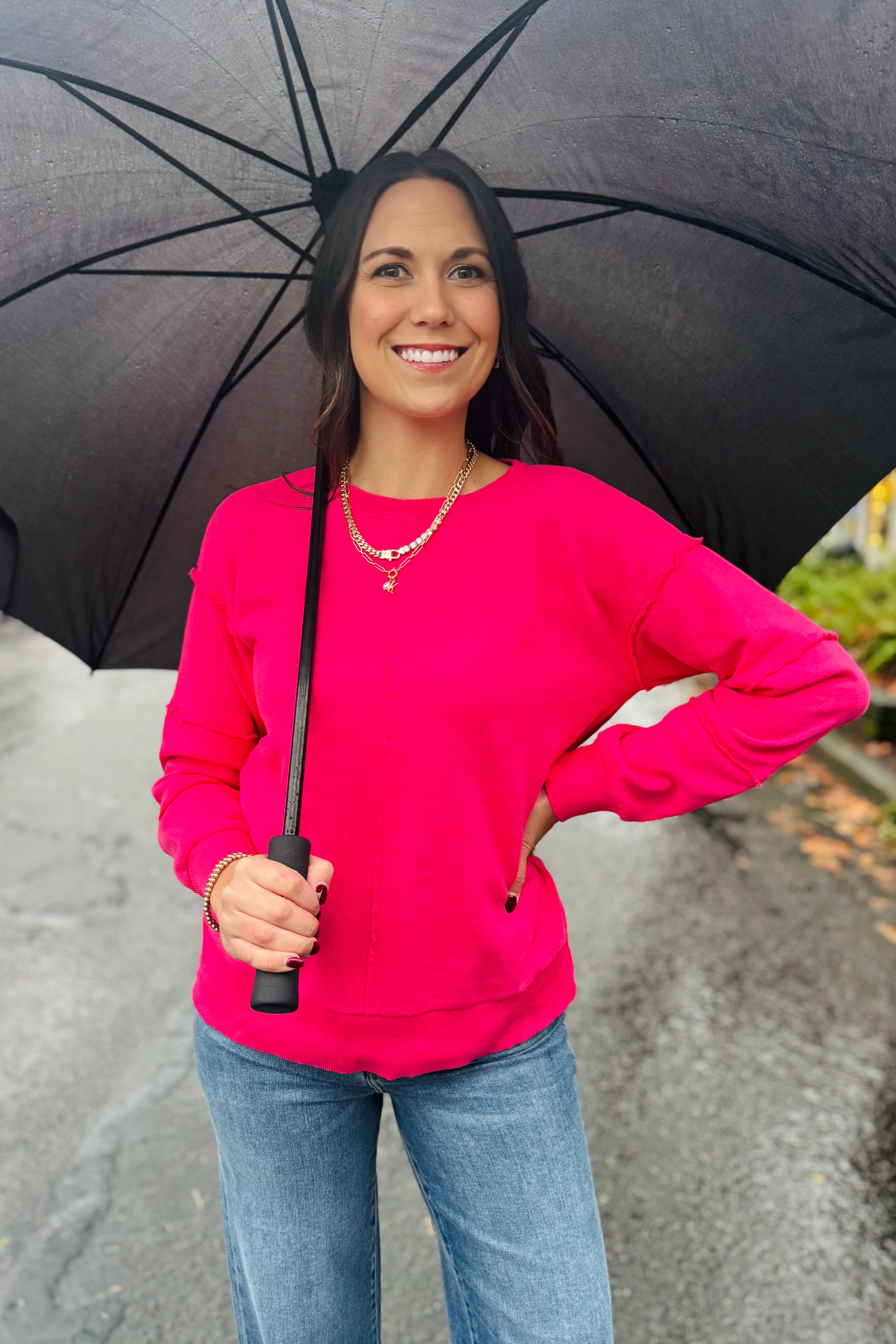 L/S Seamed Boxy Sweatshirt-Fruit Punch