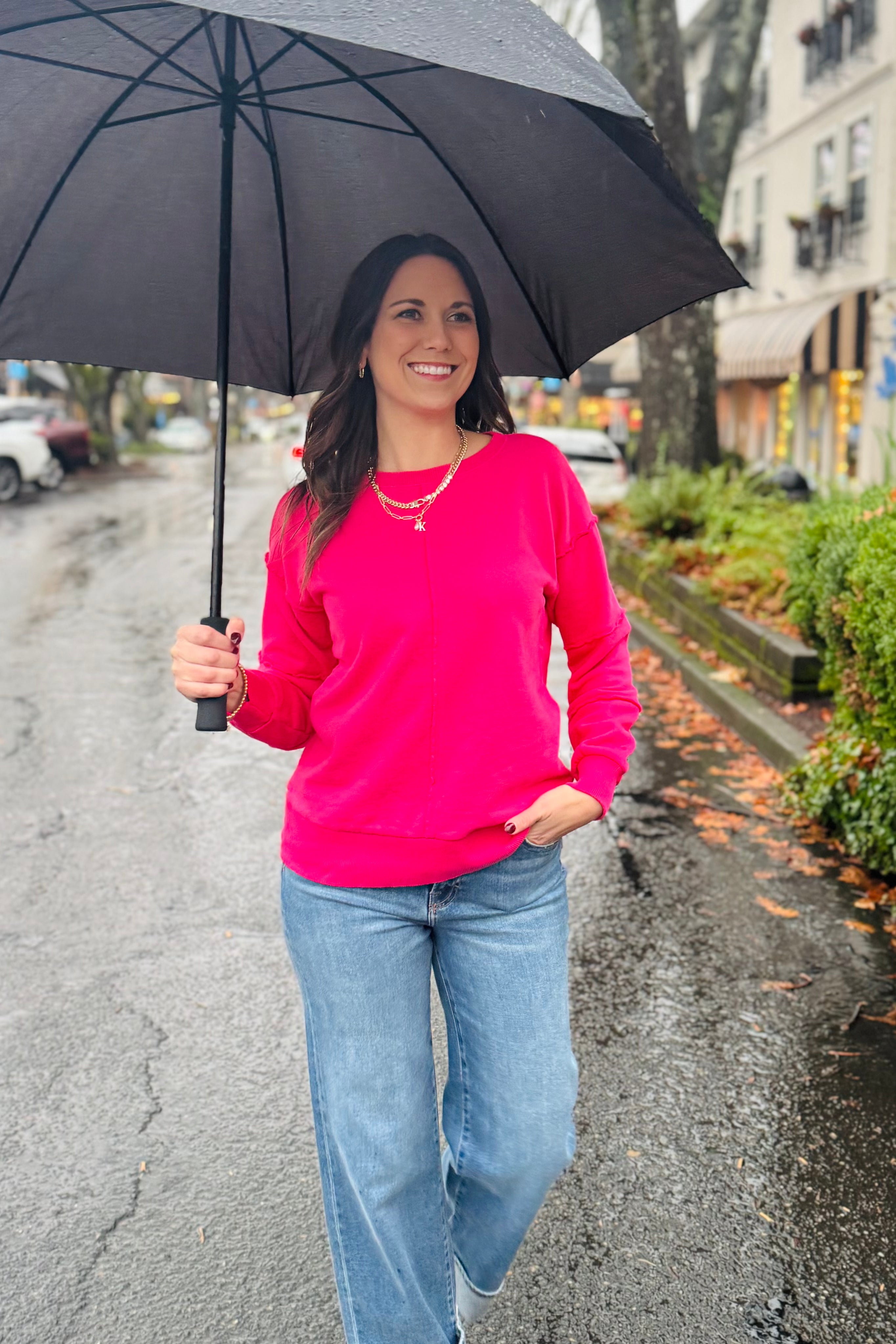 L/S Seamed Boxy Sweatshirt-Fruit Punch