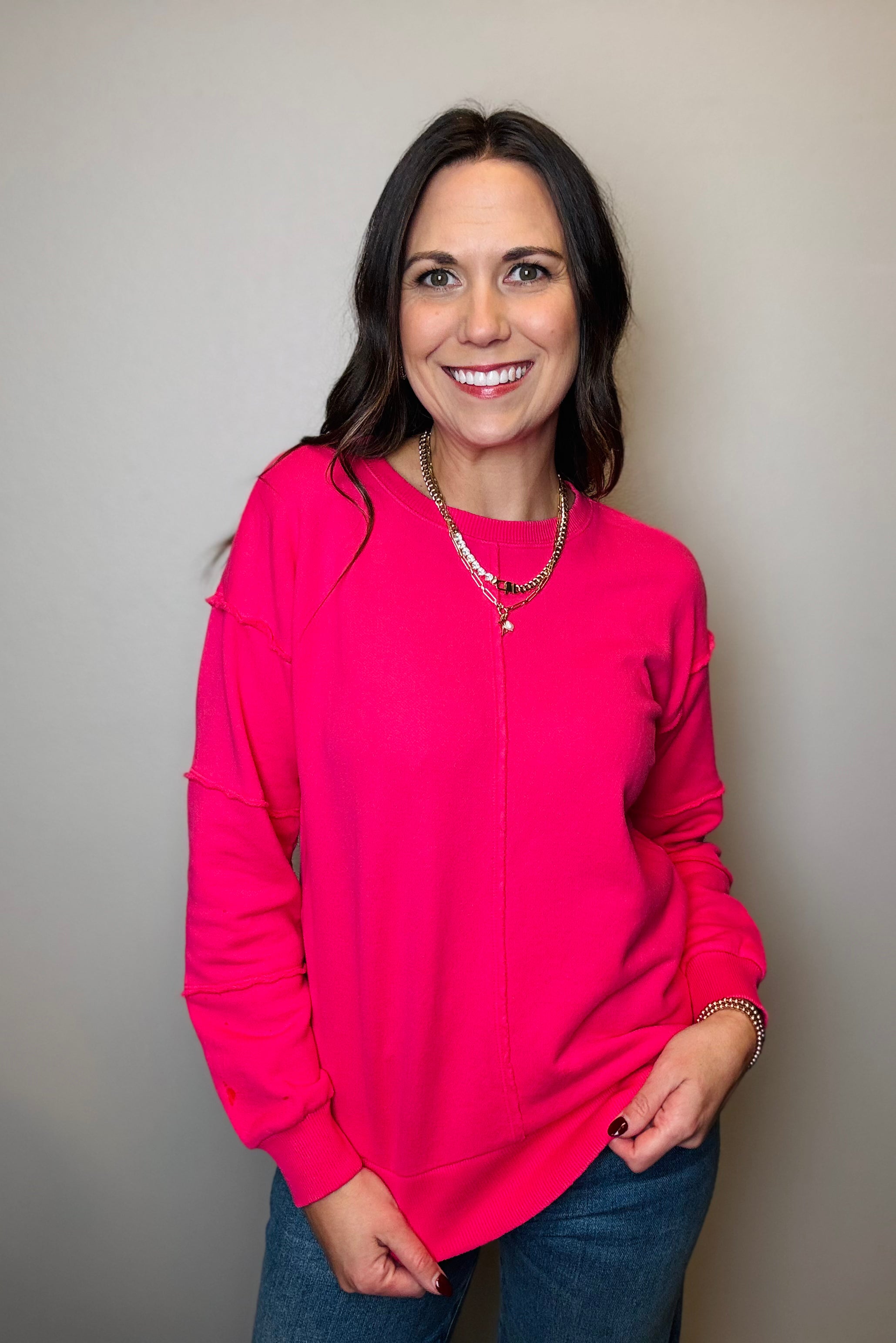 L/S Seamed Boxy Sweatshirt-Fruit Punch