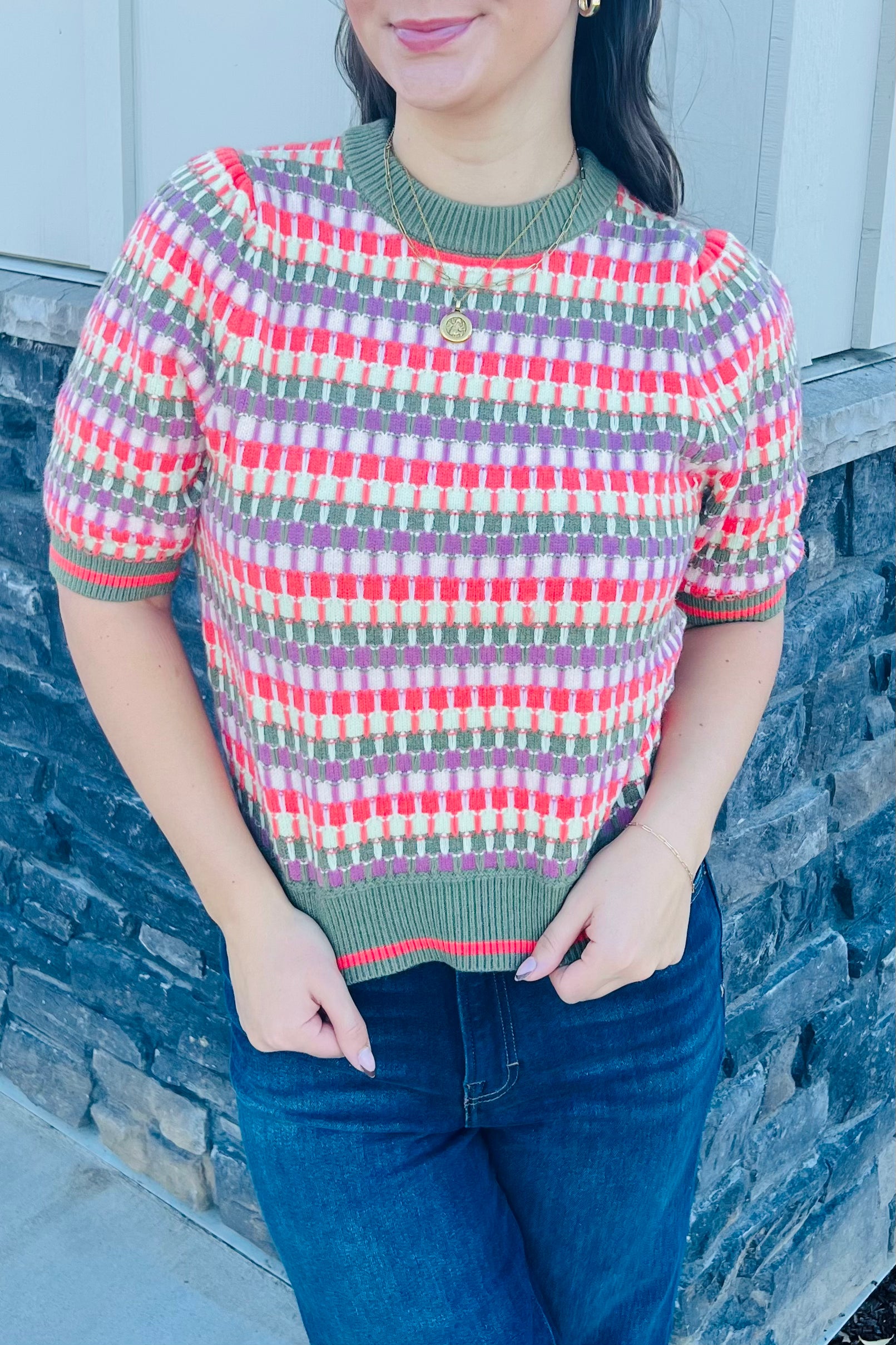 Multi S/S Knit Sweater