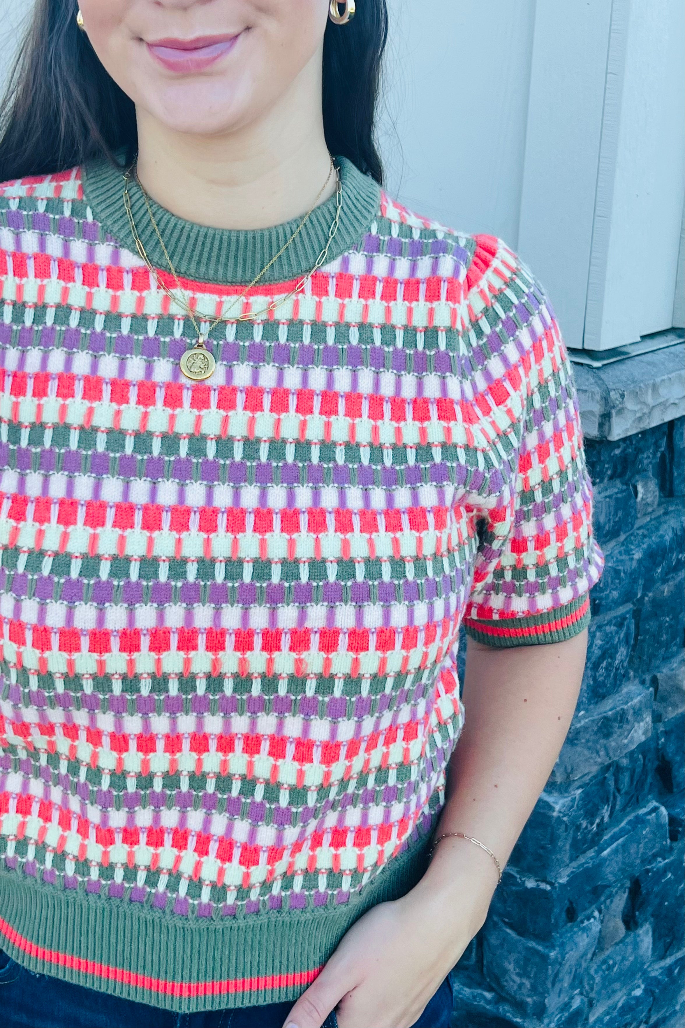 Multi S/S Knit Sweater