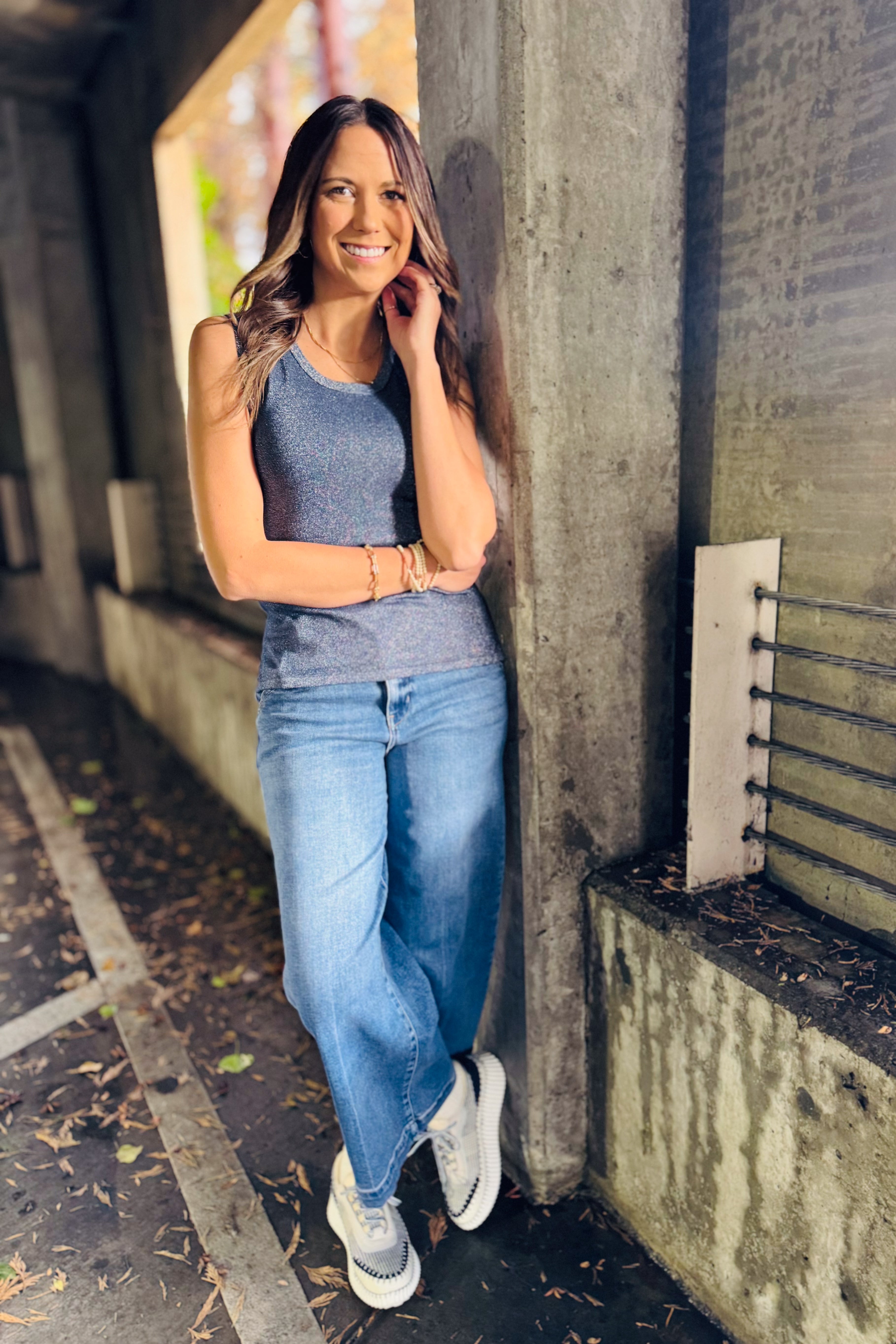 Navy Tank W/Lurex