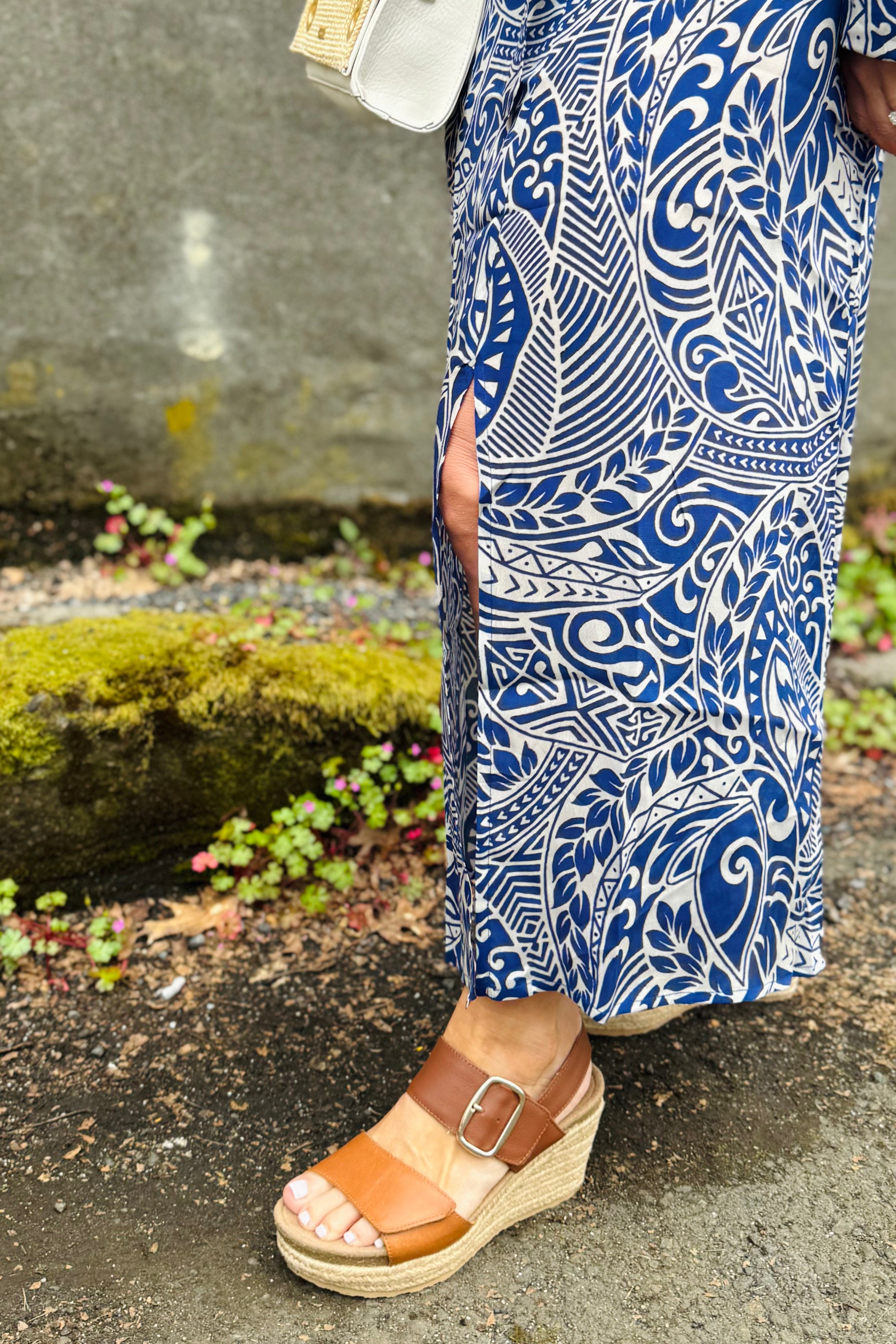Navy Paisley Dress